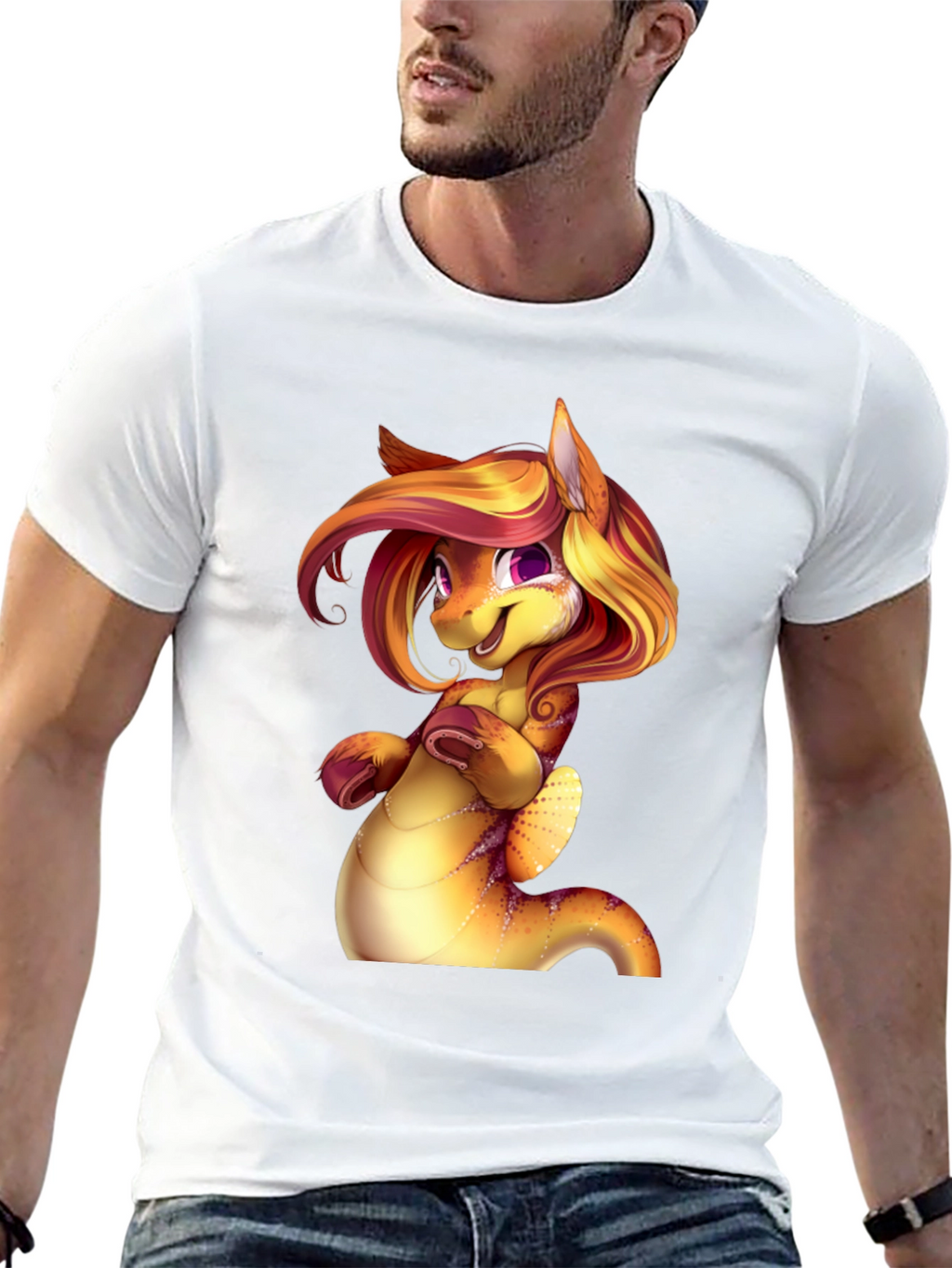 Cartoon Dragon Creature Graphic Tee Shirt