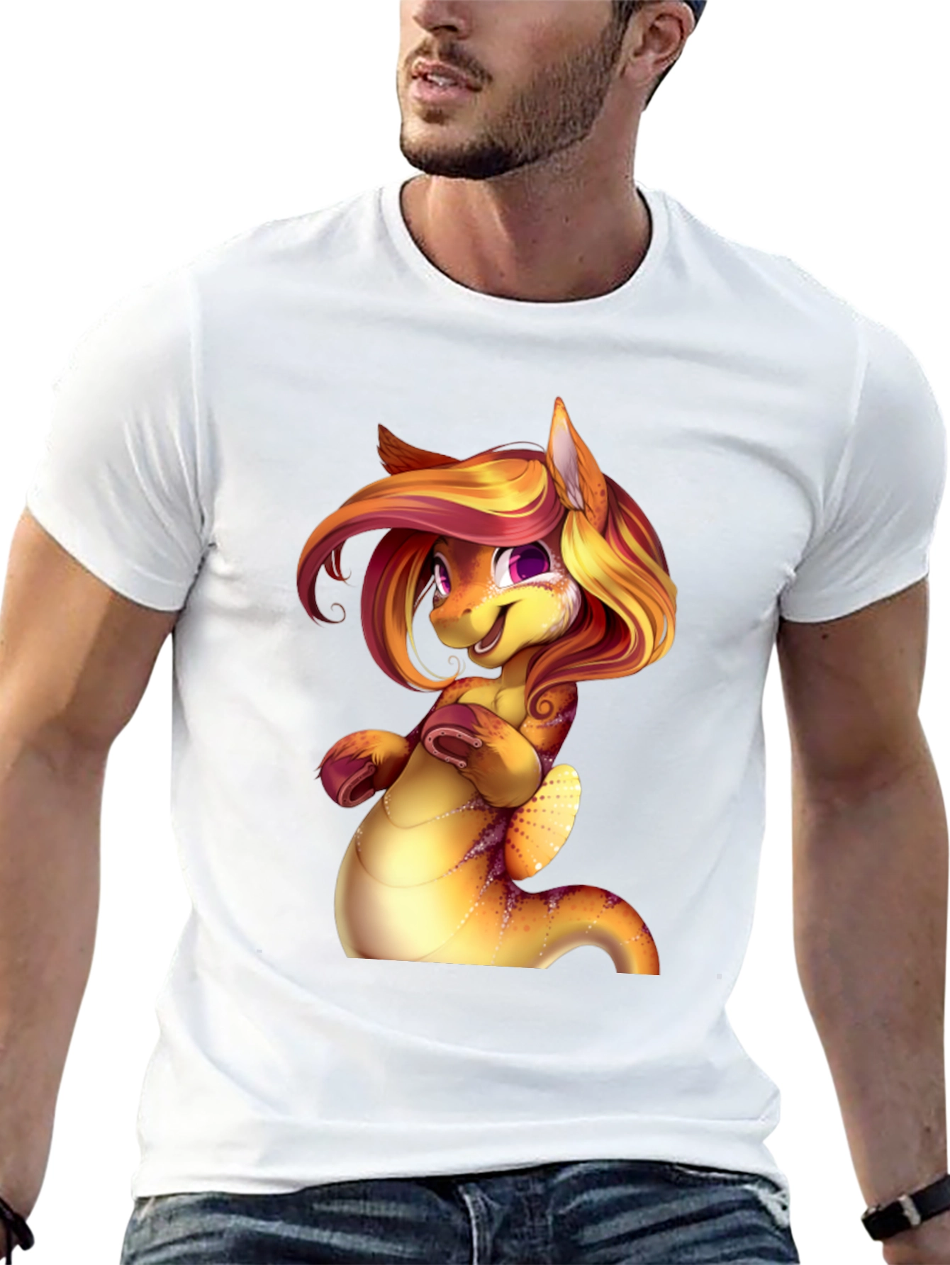 Cartoon Dragon Creature Graphic Tee Shirt