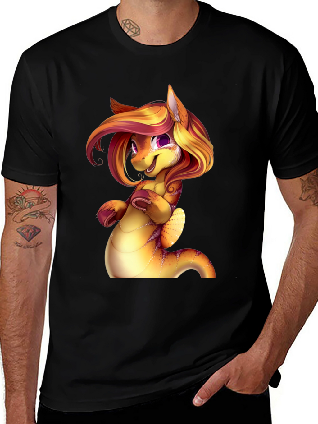 Cartoon Dragon Creature Graphic Tee Shirt