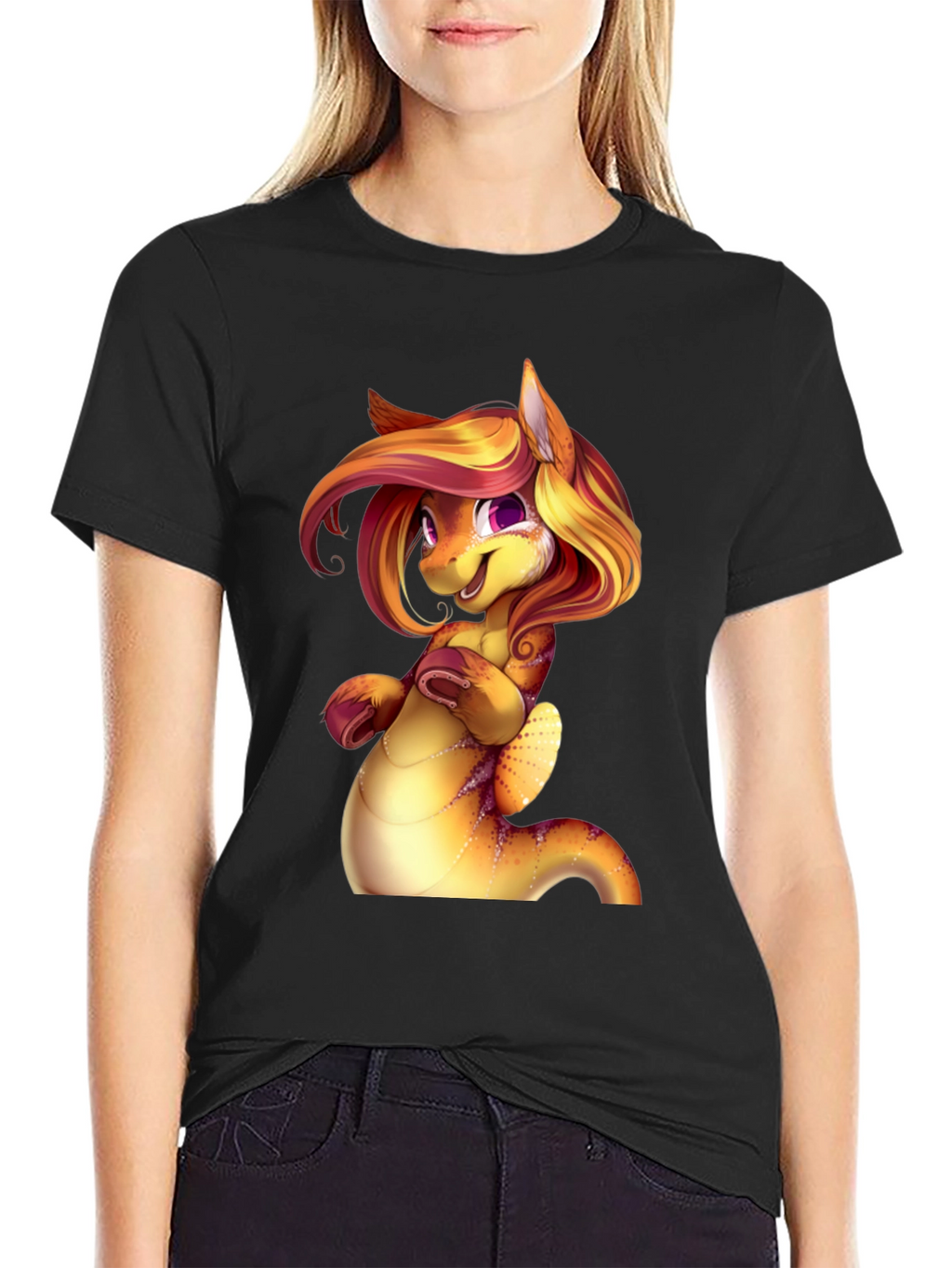 Cartoon Dragon Creature Graphic Tee Shirt