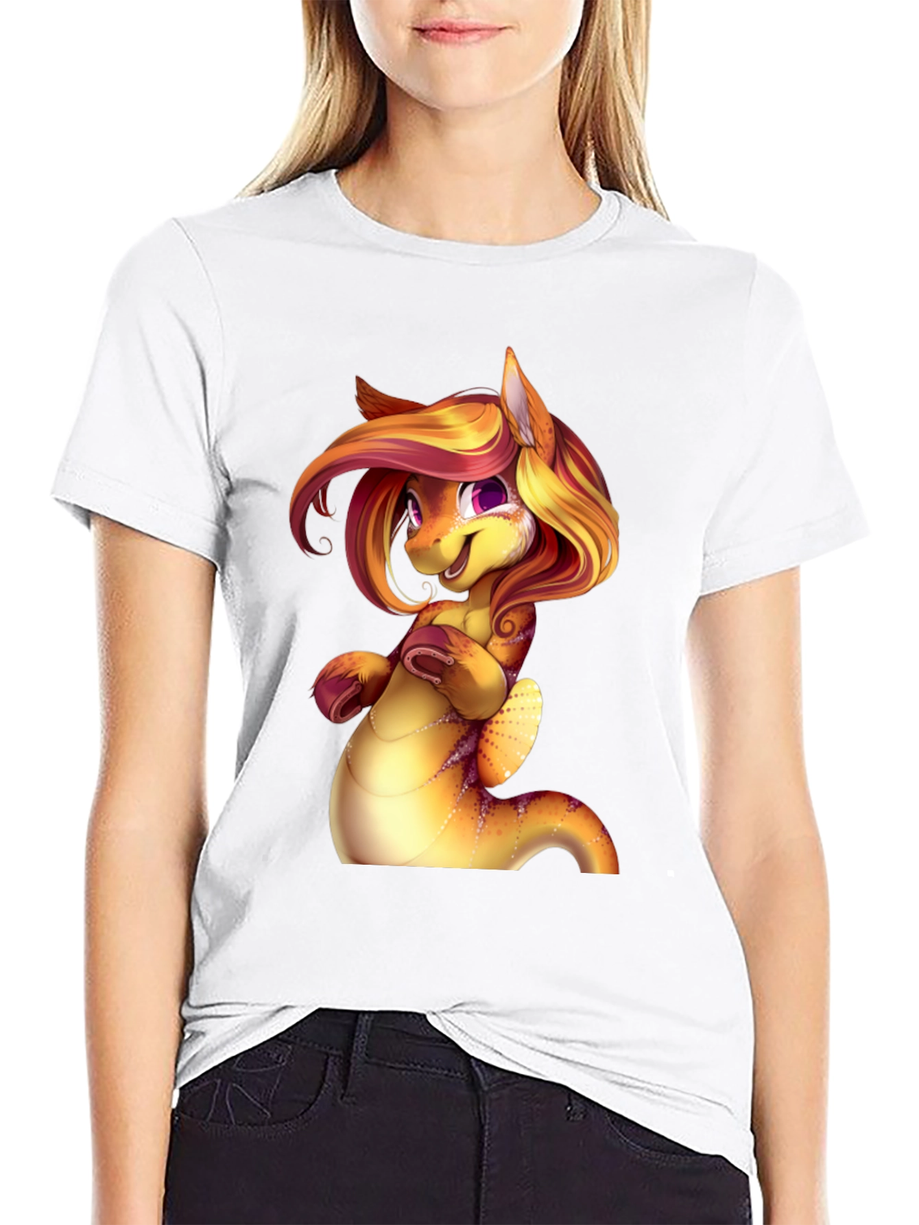 Cartoon Dragon Creature Graphic Tee Shirt