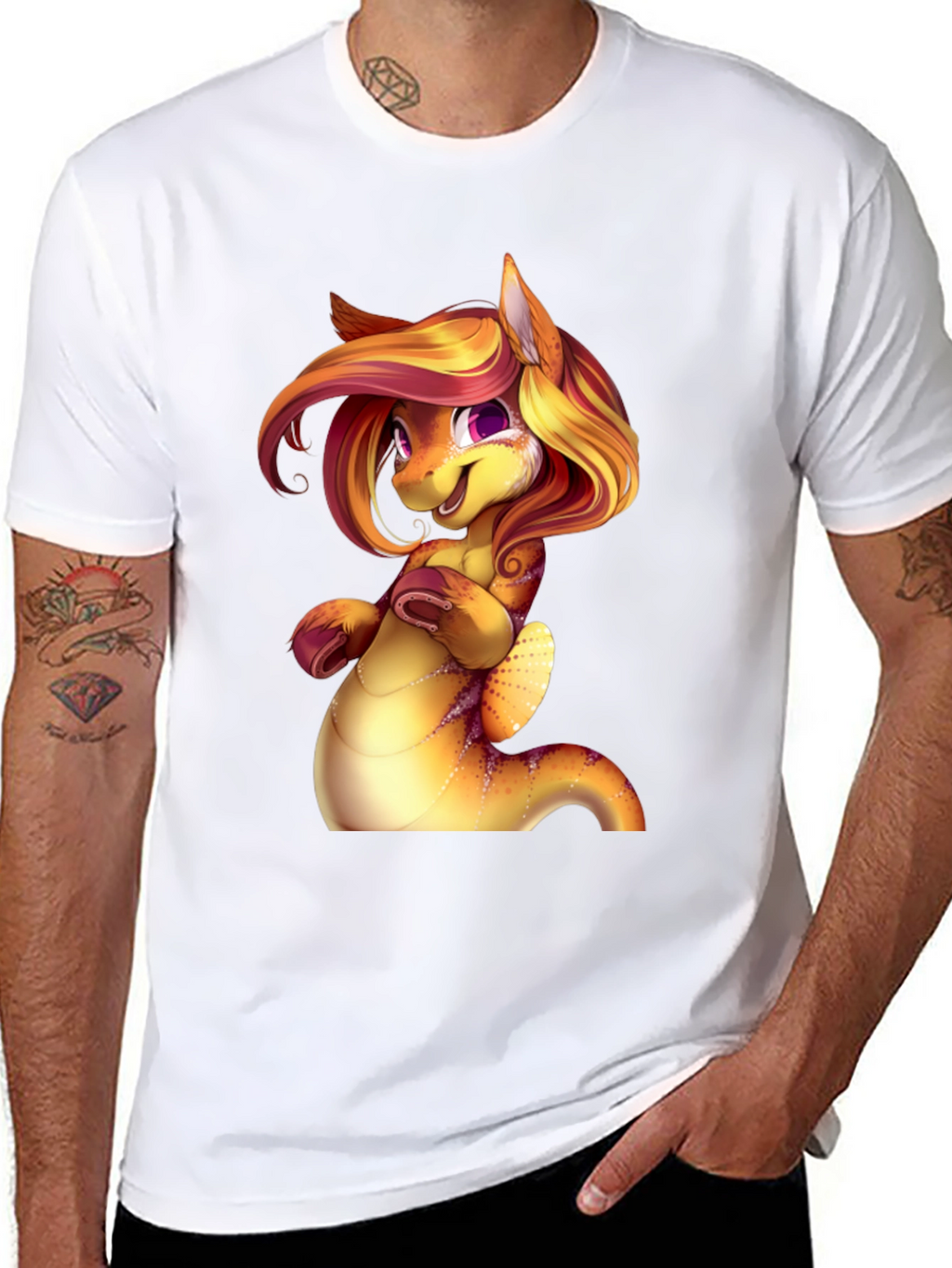 Cartoon Dragon Creature Graphic Tee Shirt