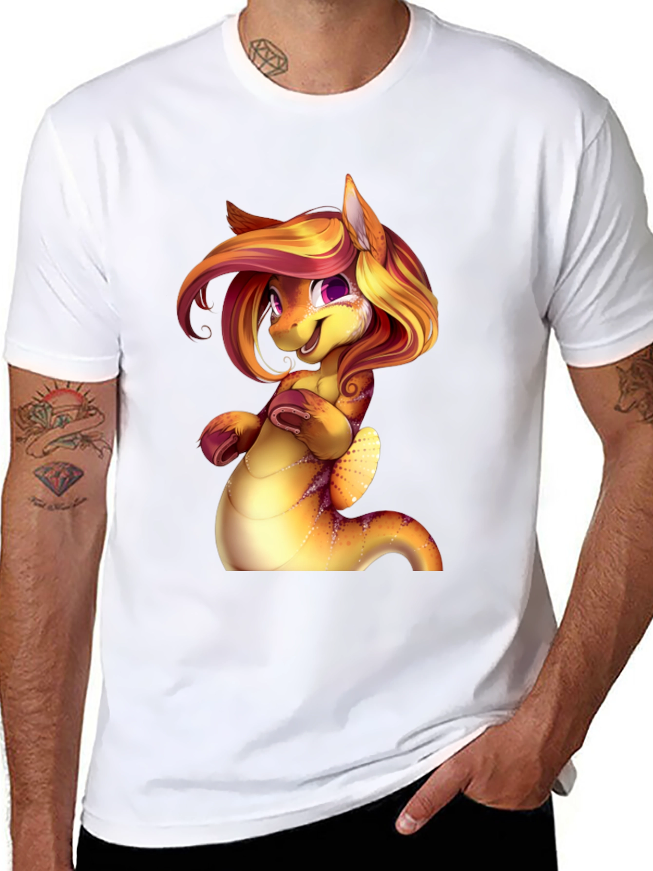 Cartoon Dragon Creature Graphic Tee Shirt