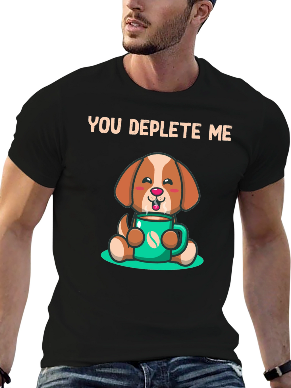 You Deplete Me Coffee Dog T-Shirt