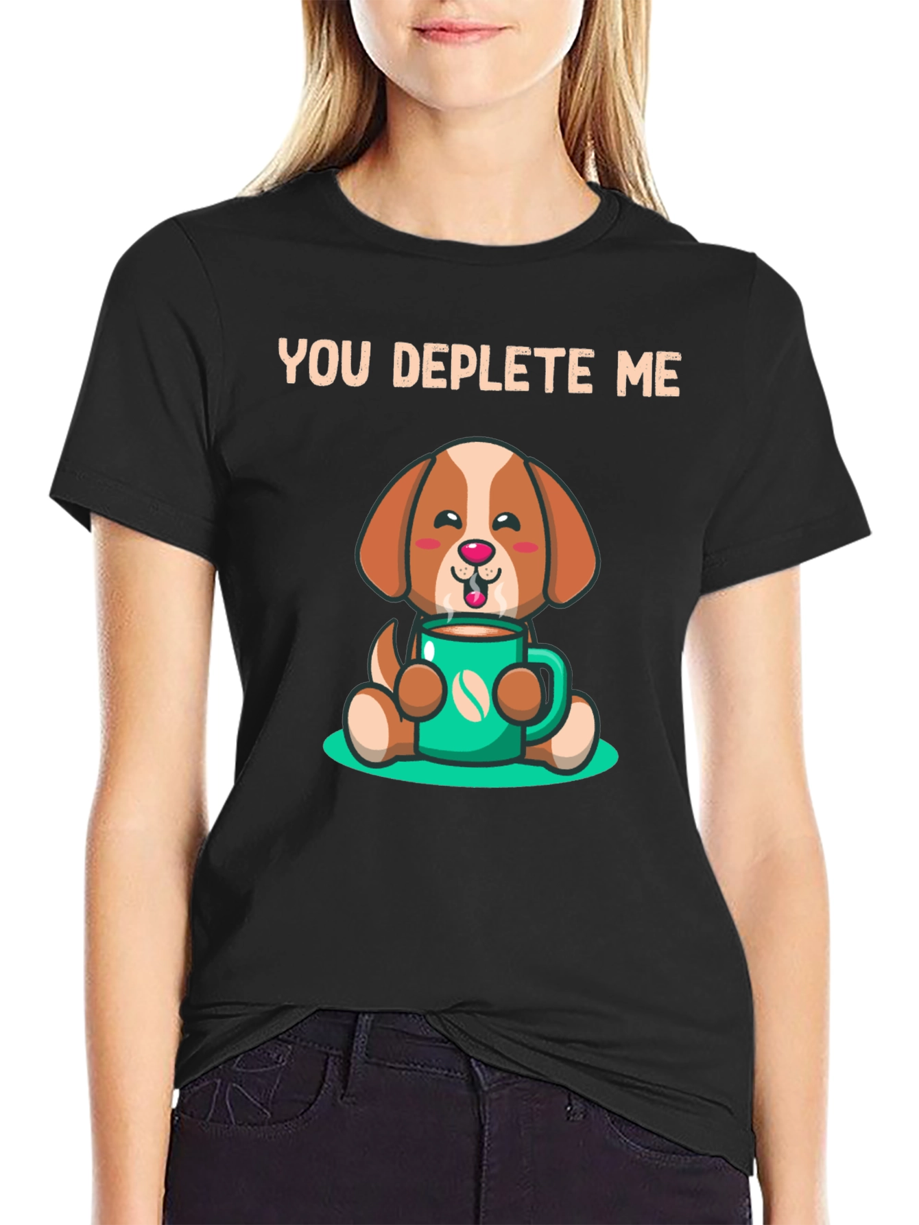 You Deplete Me Coffee Dog T-Shirt