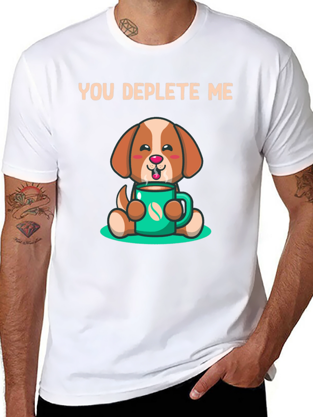 You Deplete Me Coffee Dog T-Shirt