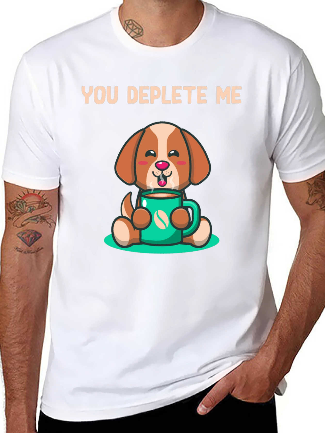 You Deplete Me Coffee Dog T-Shirt