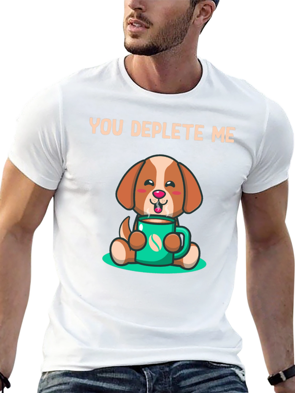 You Deplete Me Coffee Dog T-Shirt