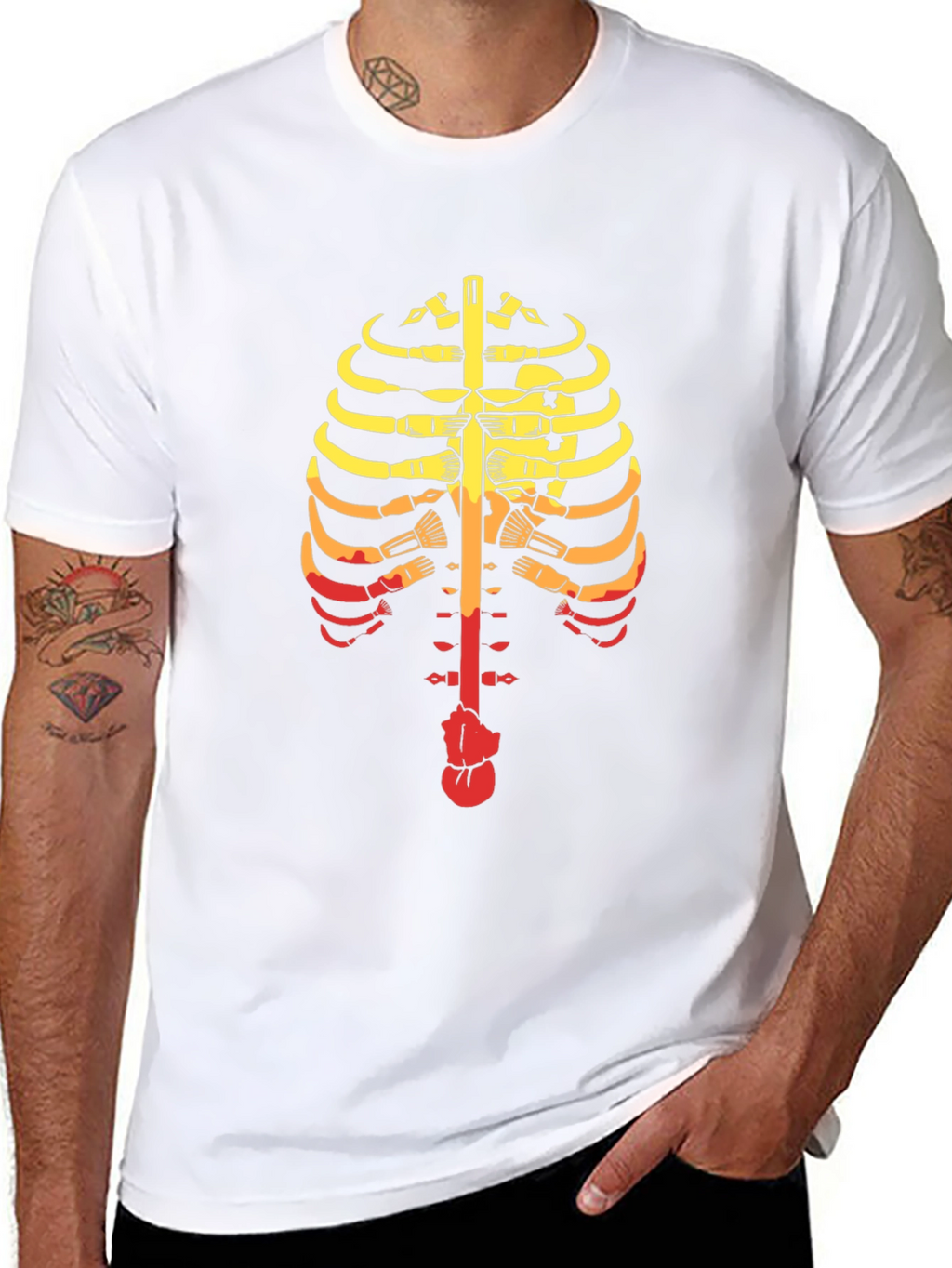 Guitar Ribcage Graphic Tee - Music Skeleton T-Shirt