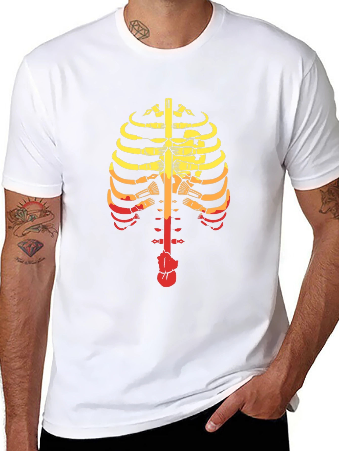 Guitar Ribcage Graphic Tee - Music Skeleton T-Shirt