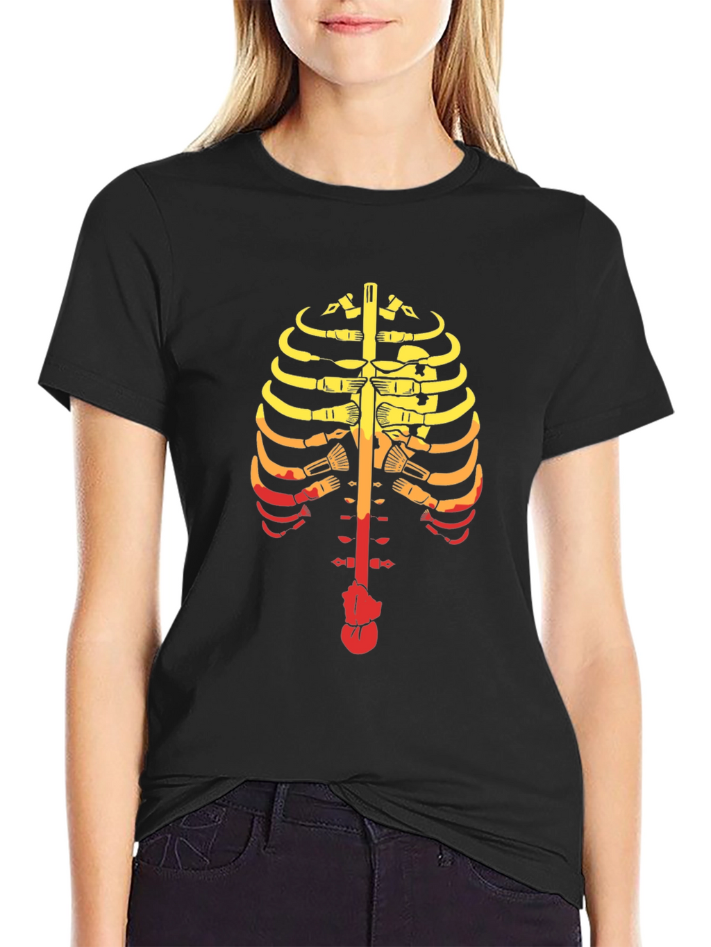 Guitar Ribcage Graphic Tee - Music Skeleton T-Shirt