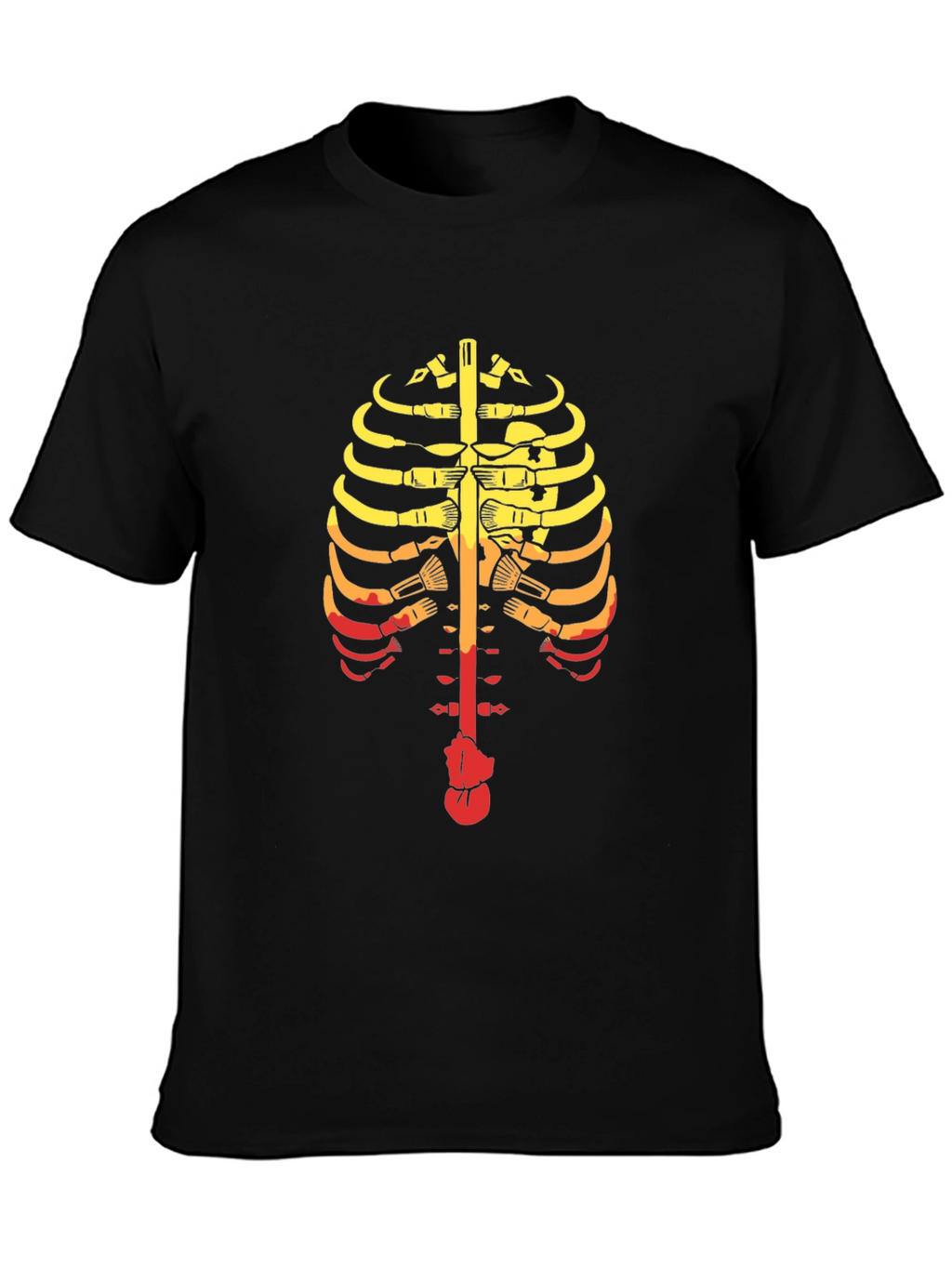 Guitar Ribcage Graphic Tee - Music Skeleton T-Shirt