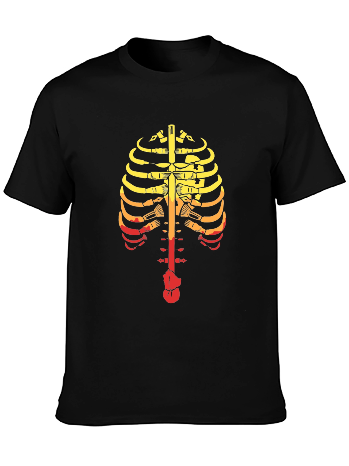 Guitar Ribcage Graphic Tee - Music Skeleton T-Shirt