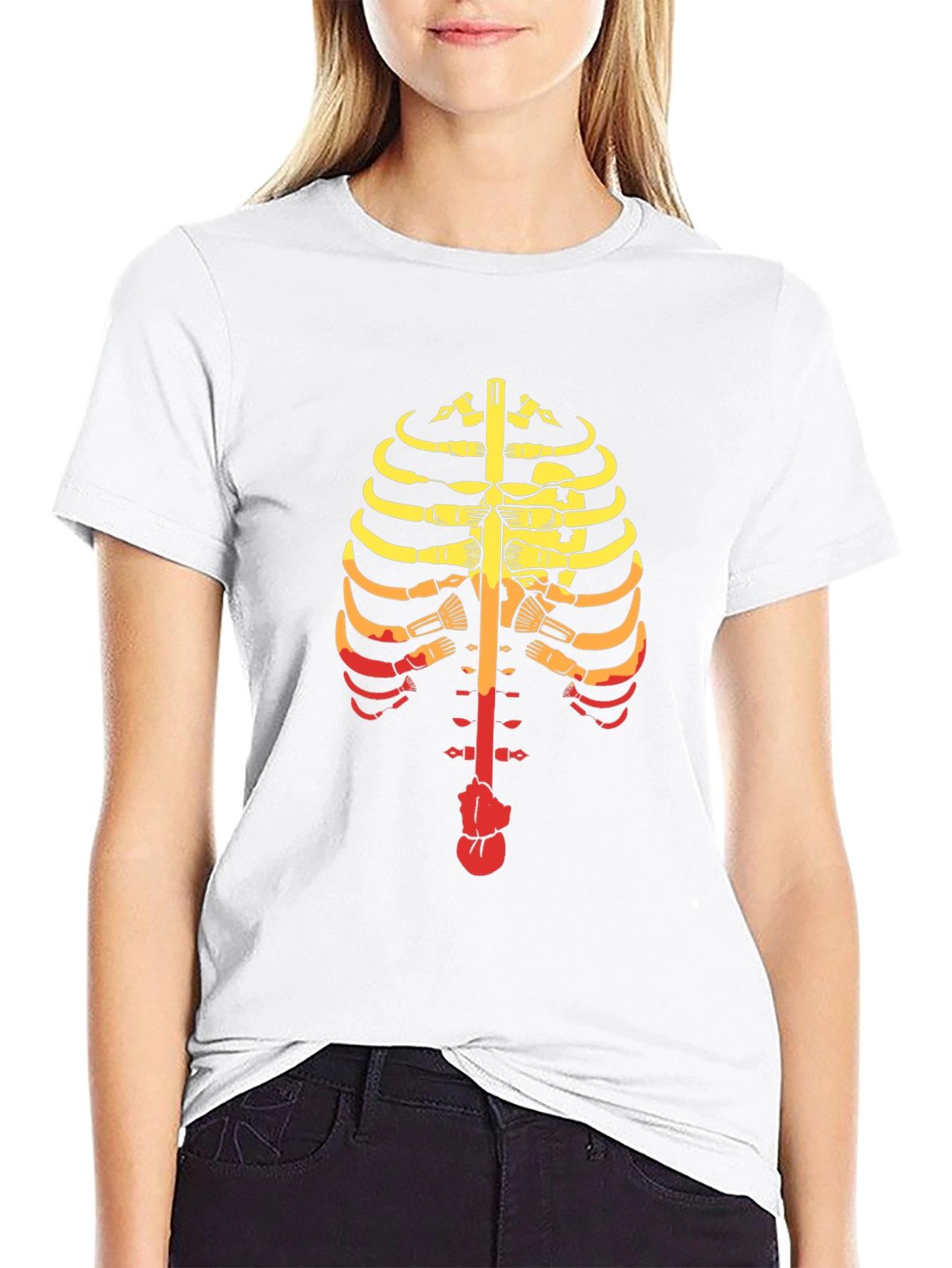 Guitar Ribcage Graphic Tee - Music Skeleton T-Shirt