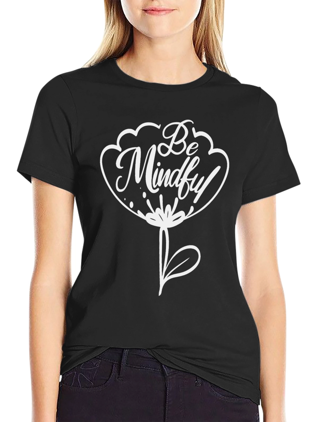 Be Mindful Flower Graphic Tee - Black Unisex T-Shirt