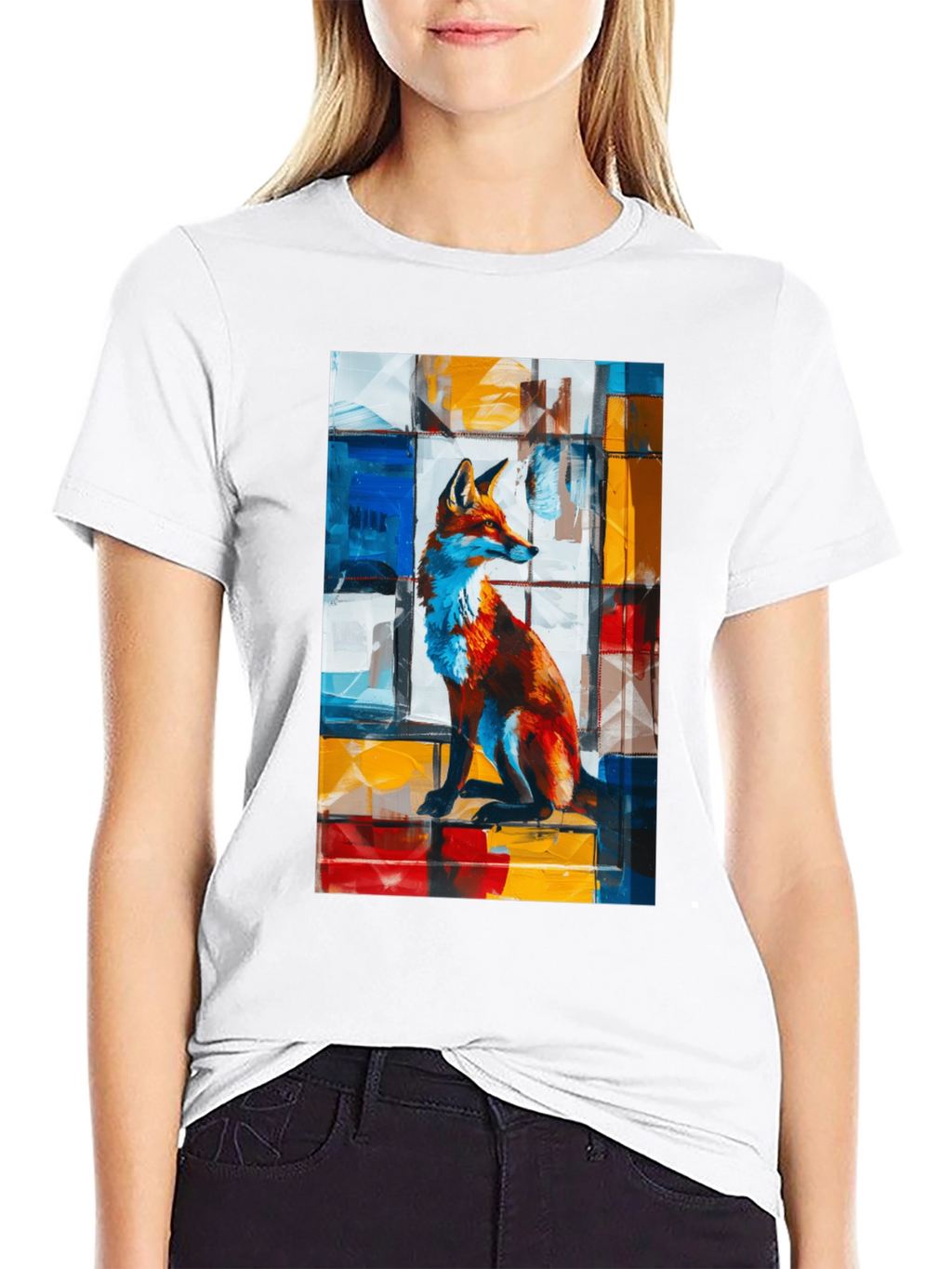 Abstract Fox Graphic T-Shirt