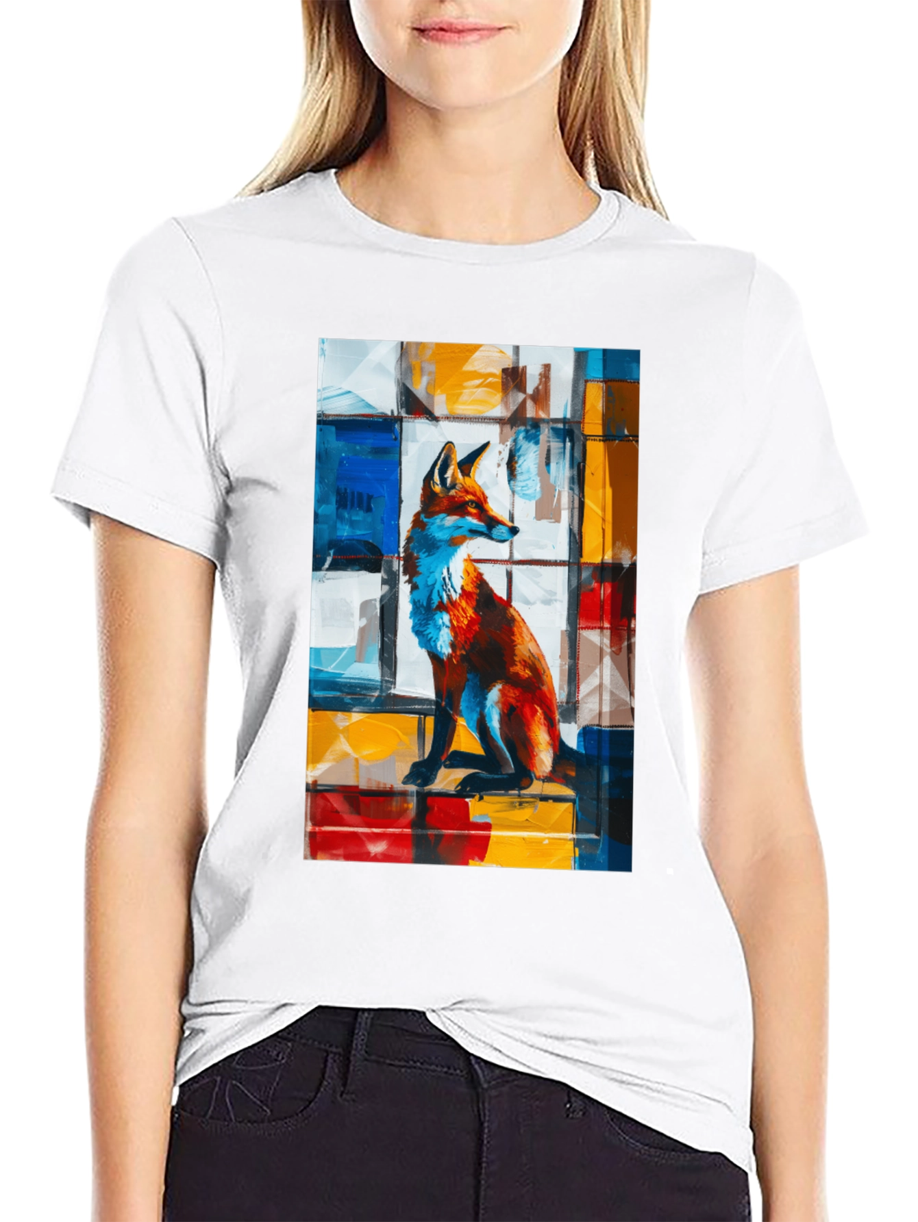 Abstract Fox Graphic T-Shirt
