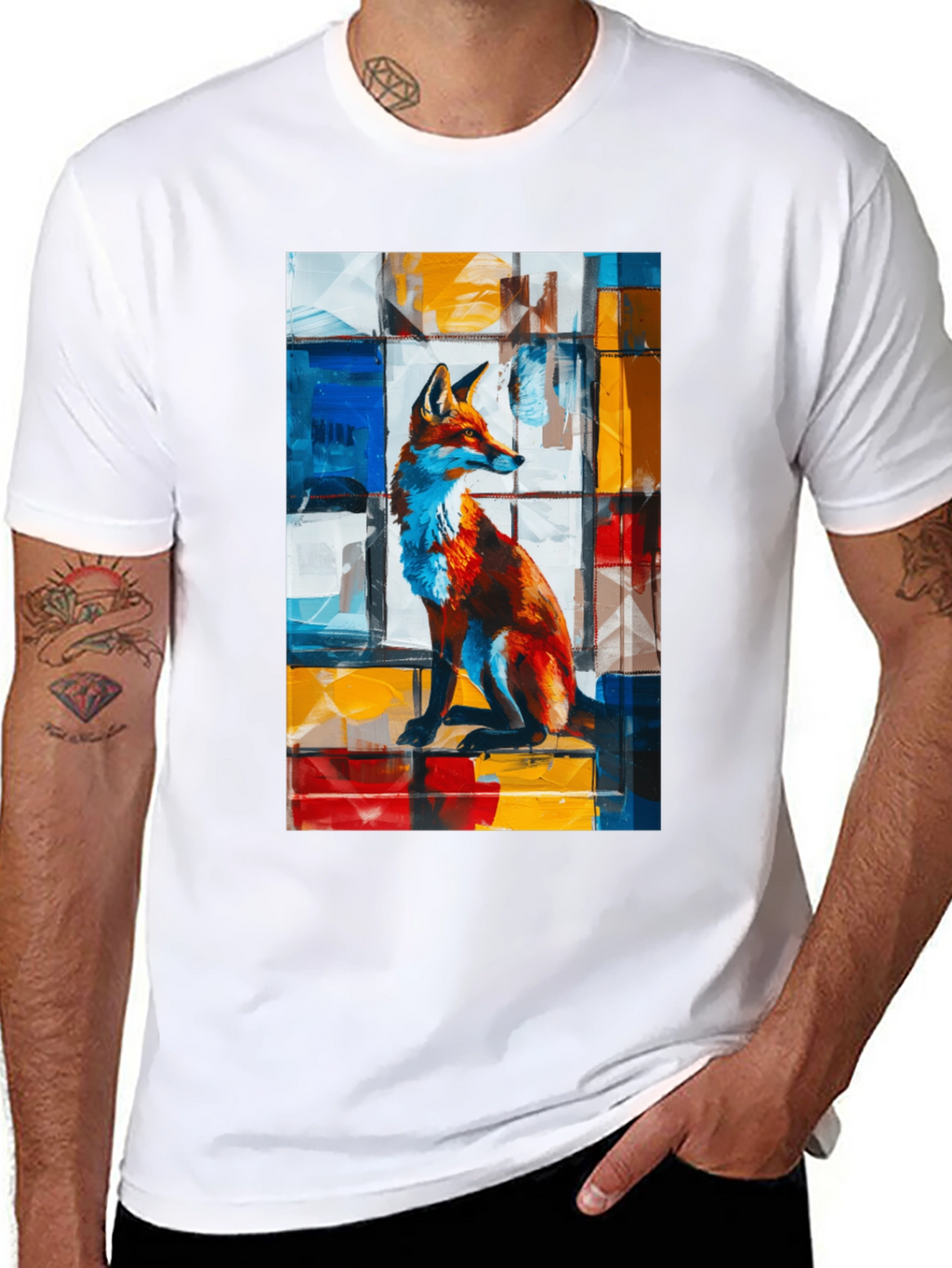 Abstract Fox Graphic T-Shirt
