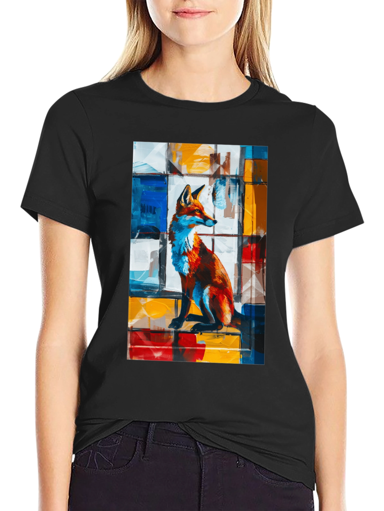 Abstract Fox Graphic T-Shirt
