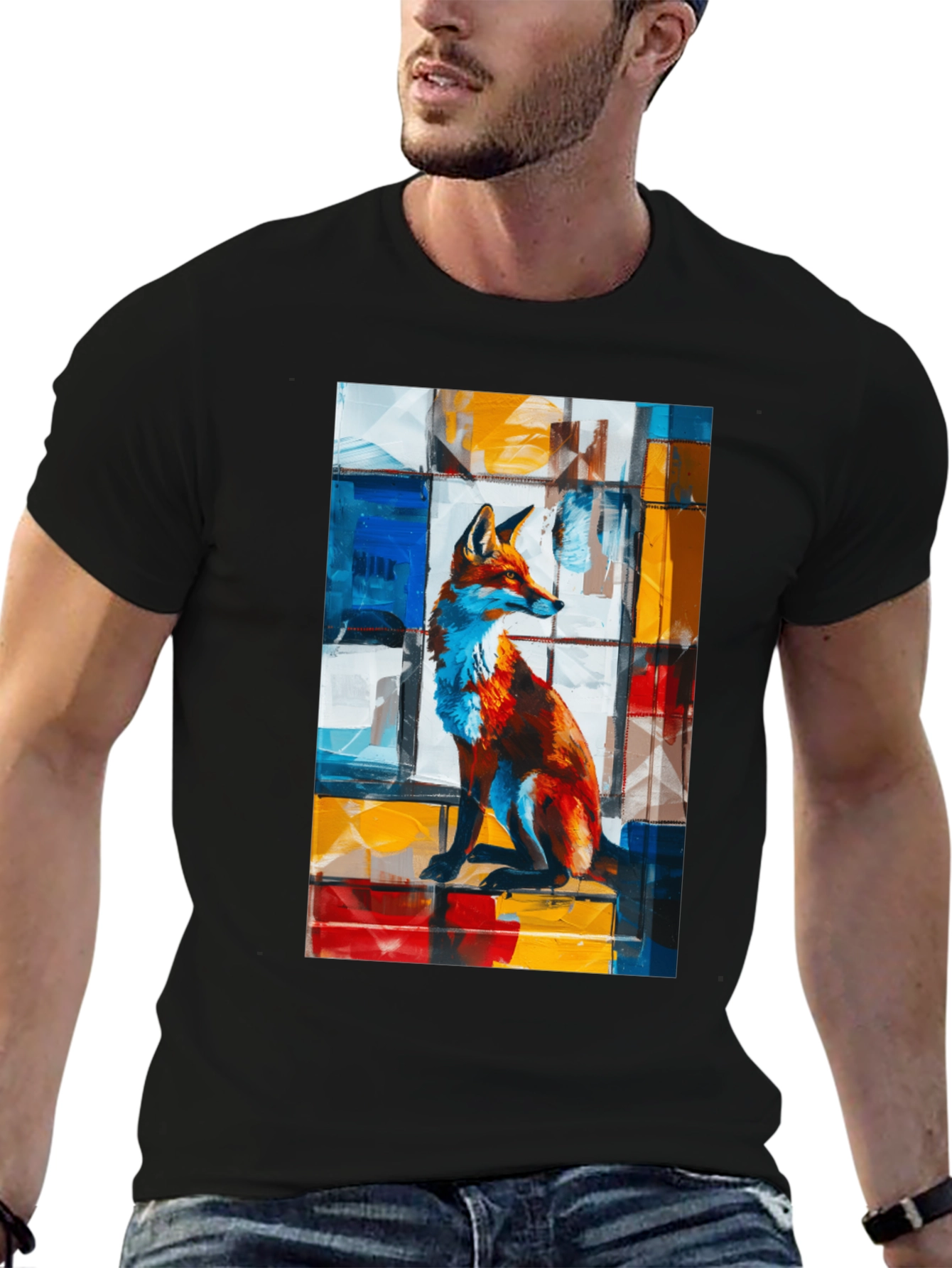 Abstract Fox Graphic T-Shirt