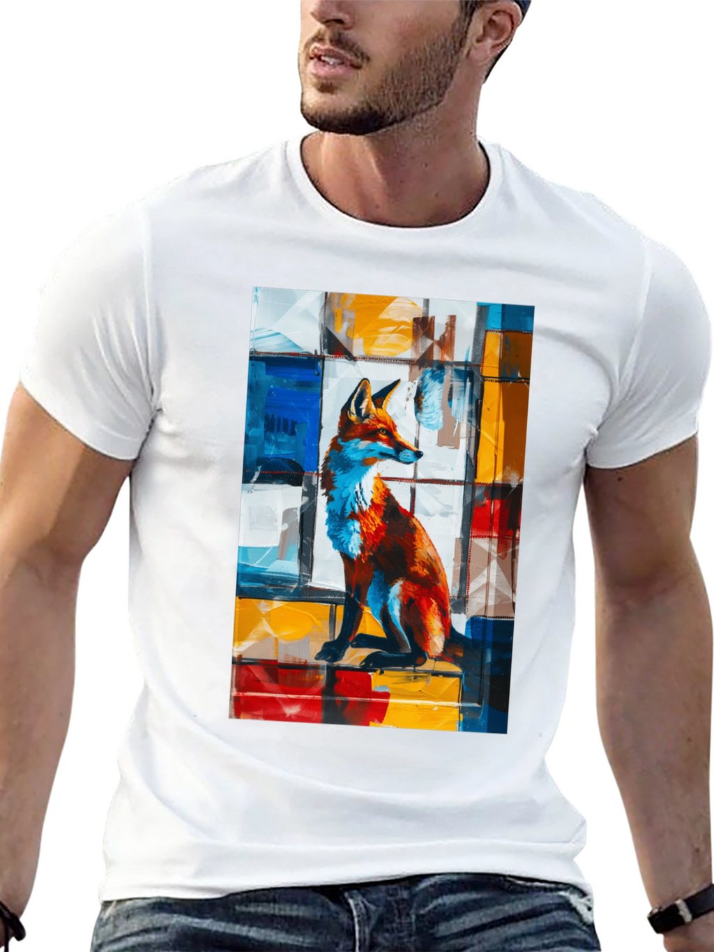 Abstract Fox Graphic T-Shirt