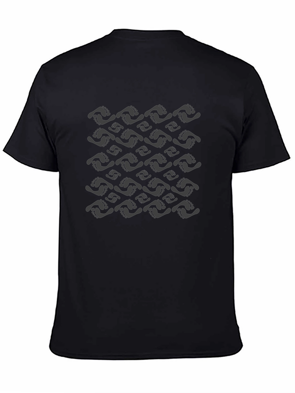 Footprint Pattern Black T-Shirt