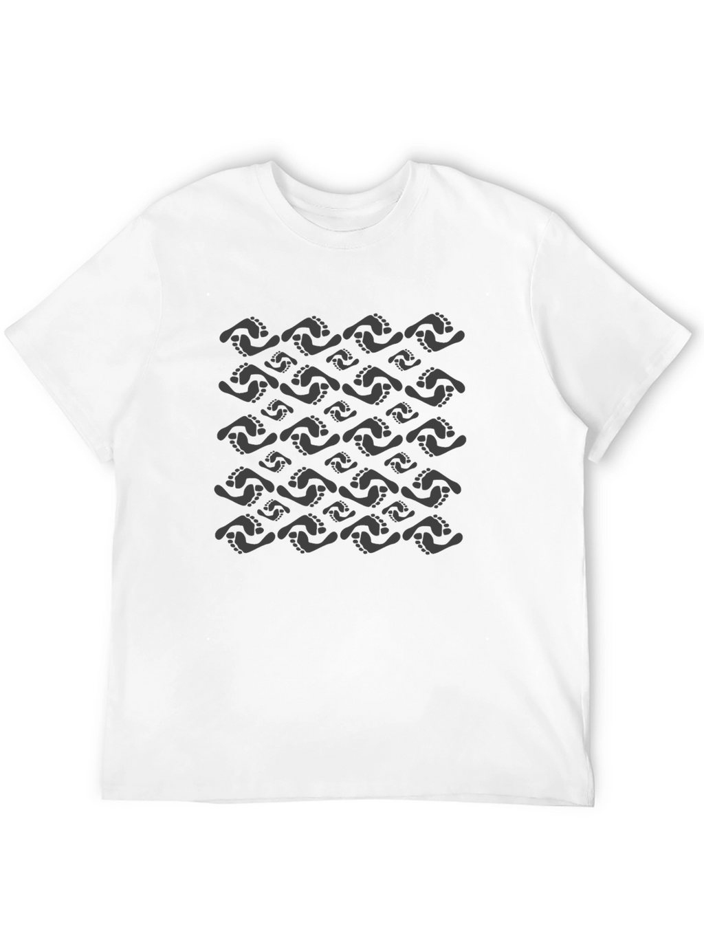 Footprint Pattern Black T-Shirt