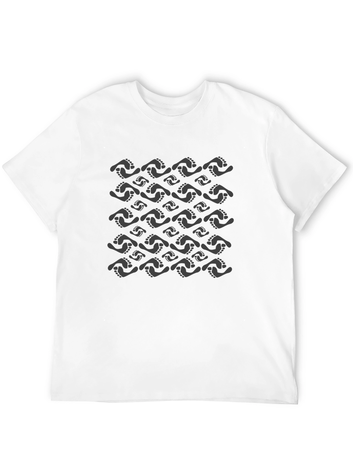 Footprint Pattern Black T-Shirt