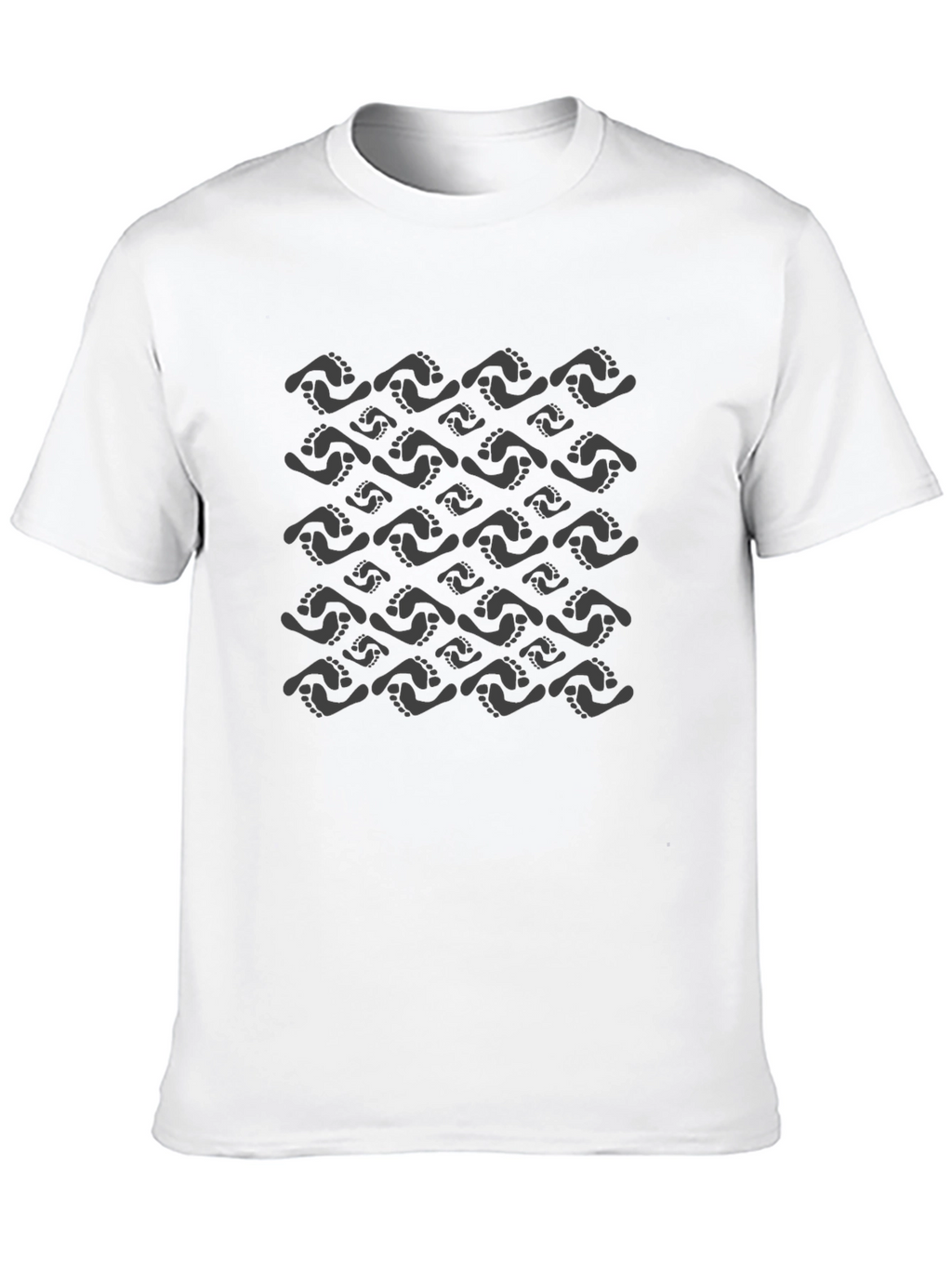 Footprint Pattern Black T-Shirt