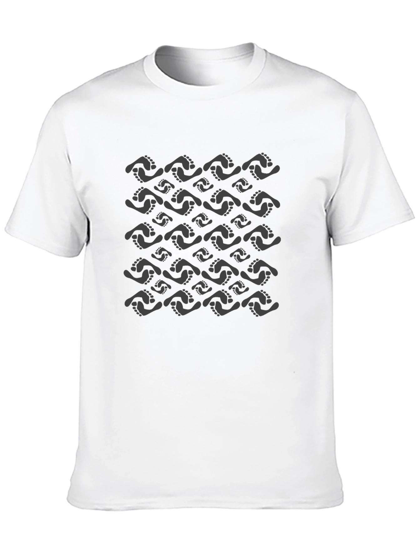 Footprint Pattern Black T-Shirt