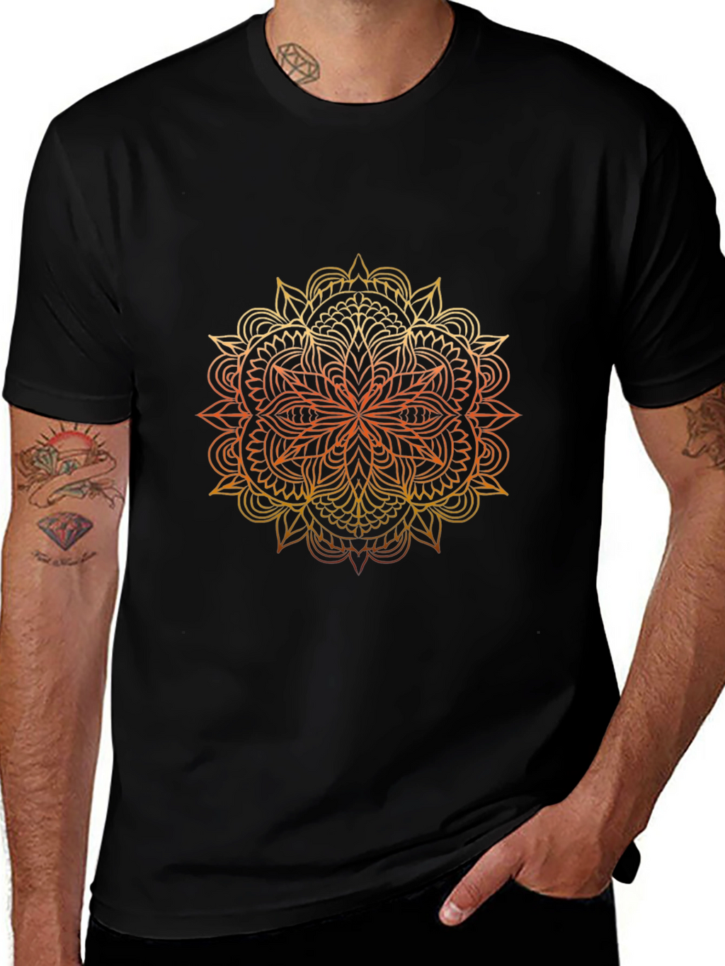 Mandala Graphic Print Black T-Shirt