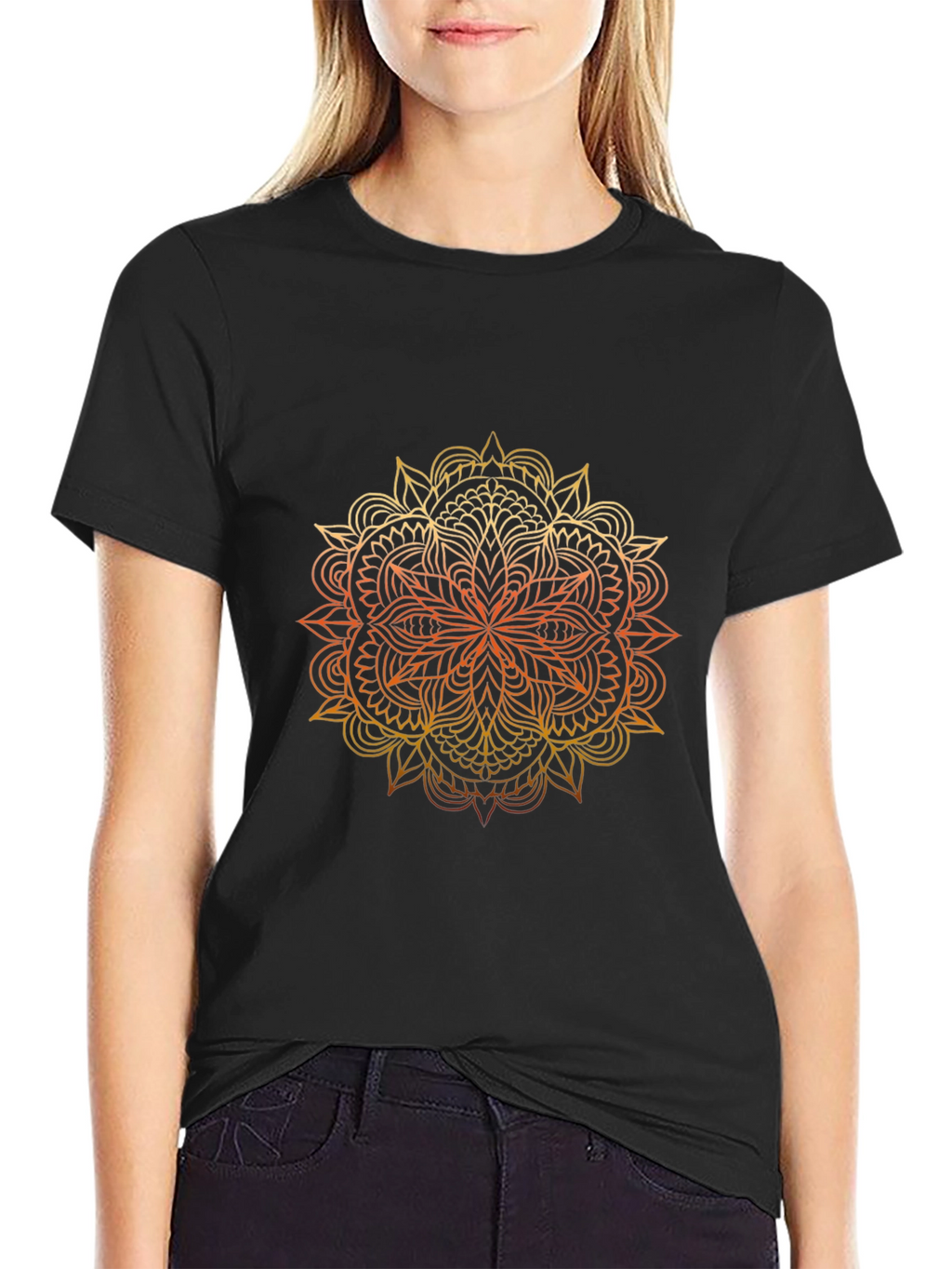 Mandala Graphic Print Black T-Shirt