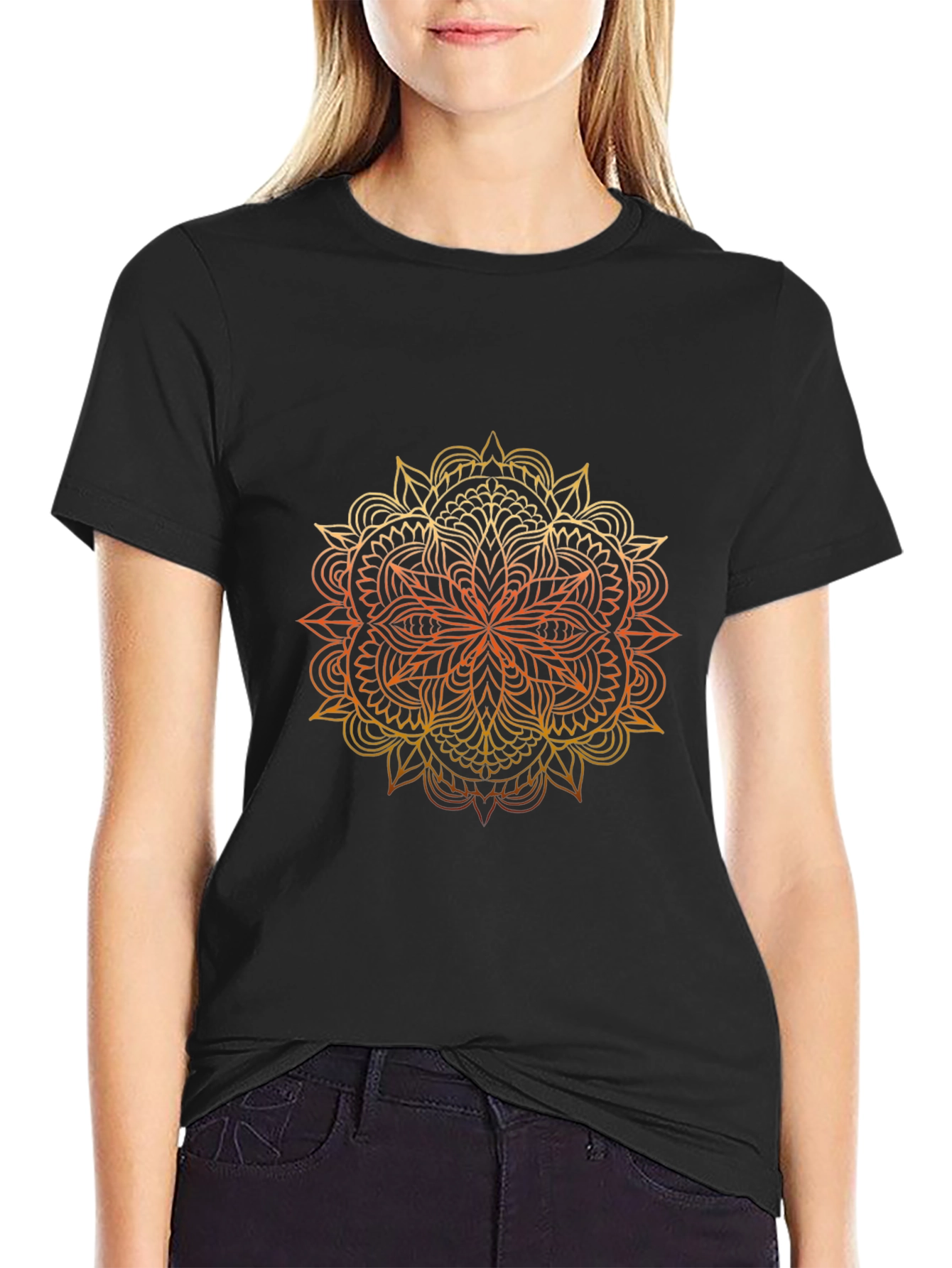 Mandala Graphic Print Black T-Shirt