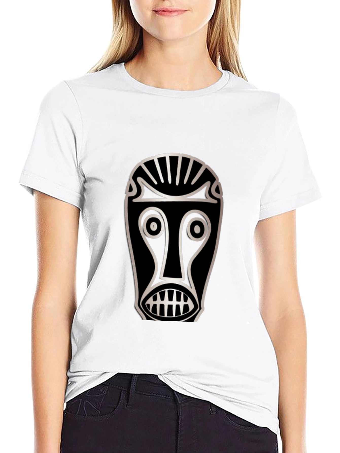 Tribal Mask Graphic T-Shirt - Unique Design