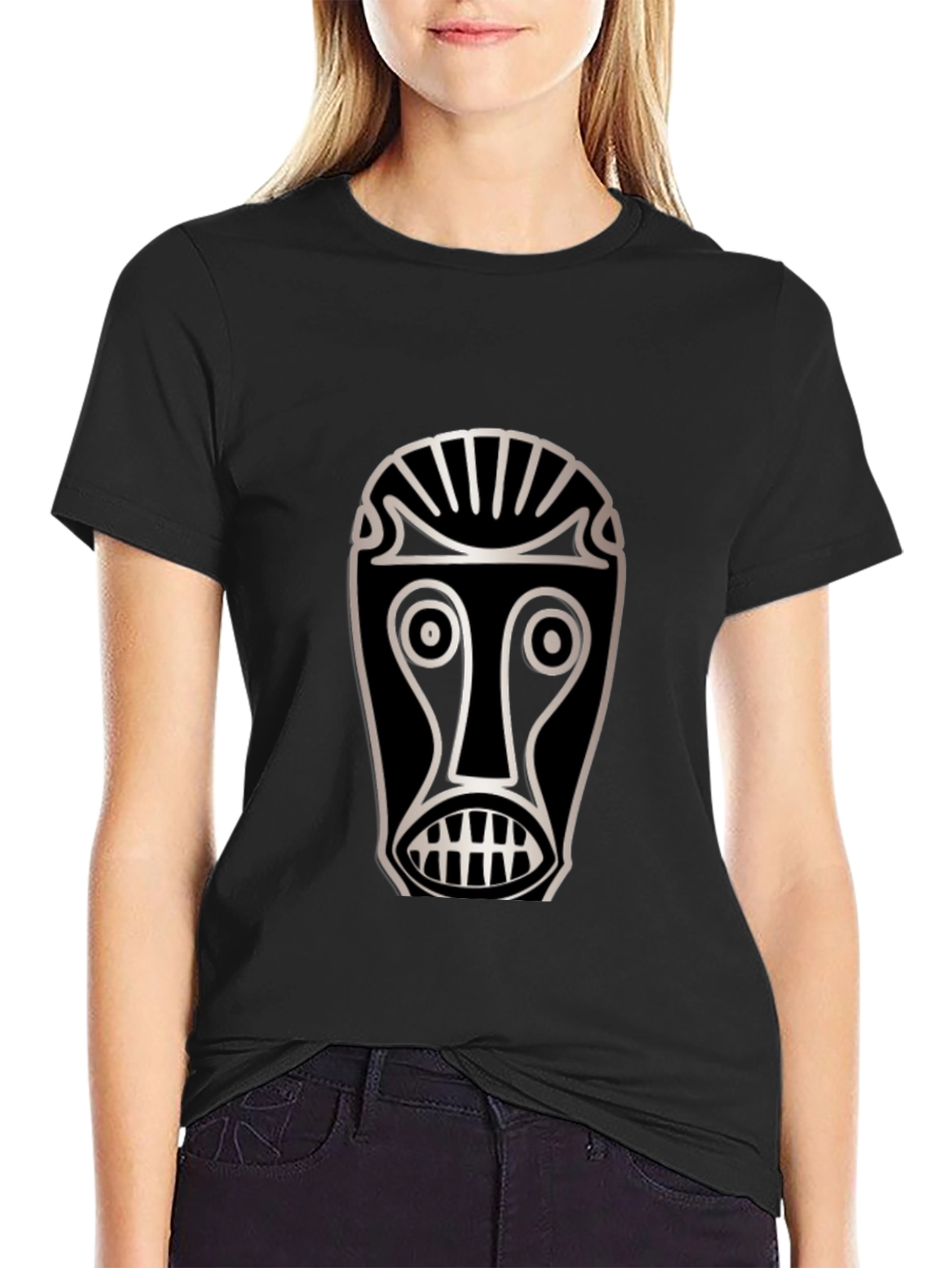 Tribal Mask Graphic T-Shirt - Unique Design