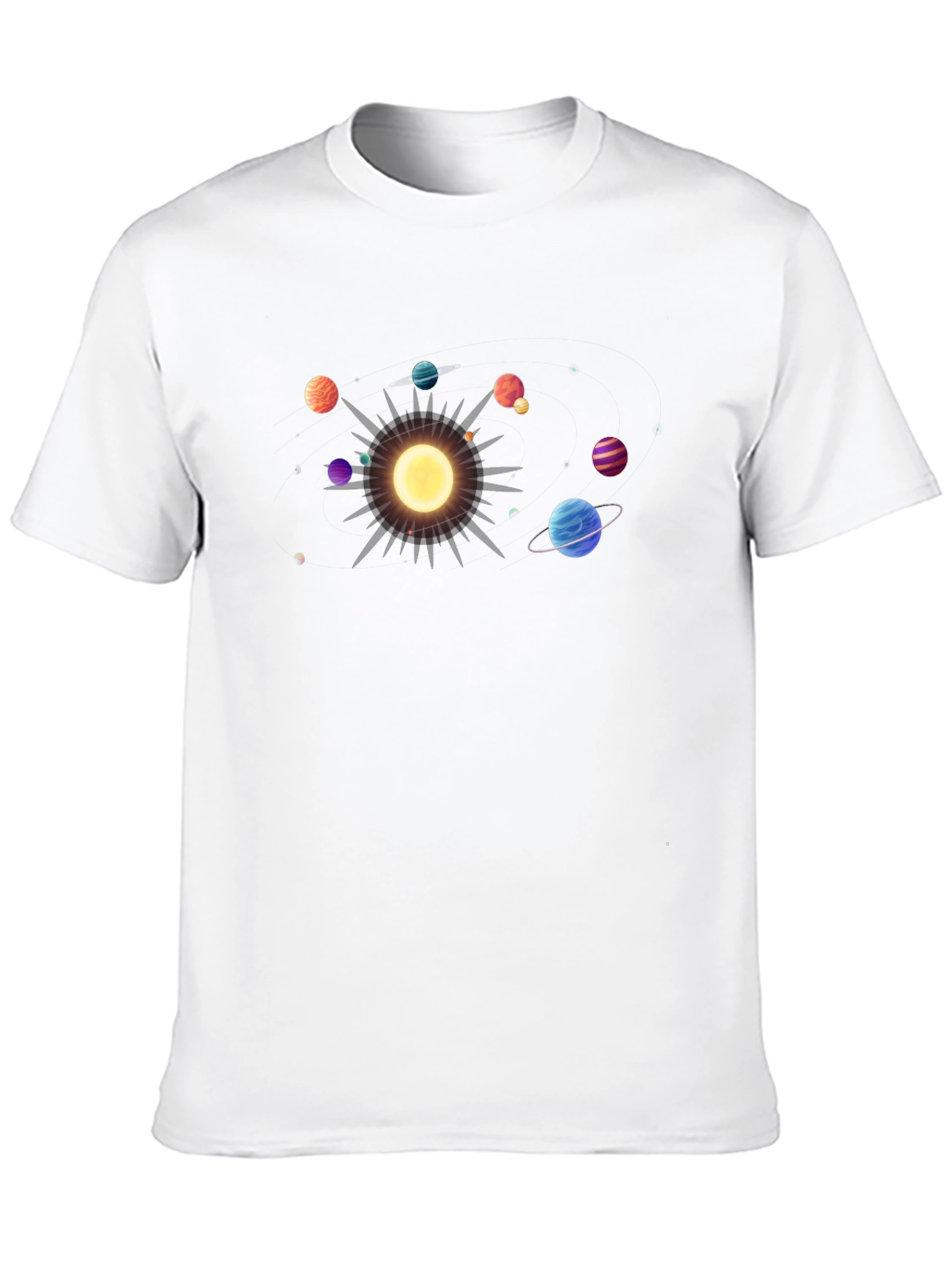 Solar System Graphic Tee - Black Cotton Casual Shirt