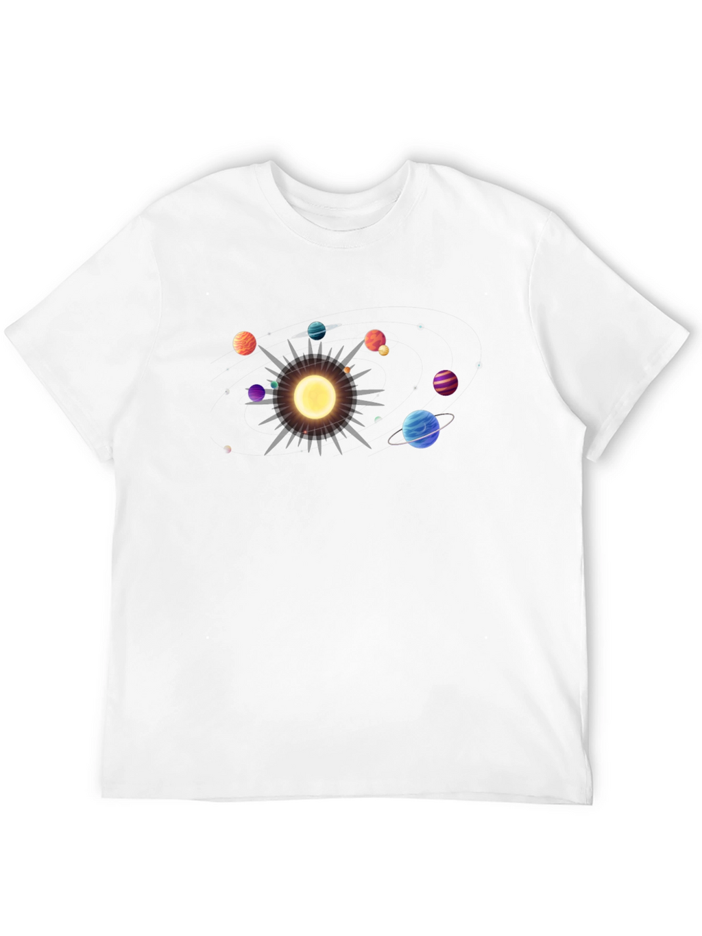 Solar System Graphic Tee - Black Cotton Casual Shirt