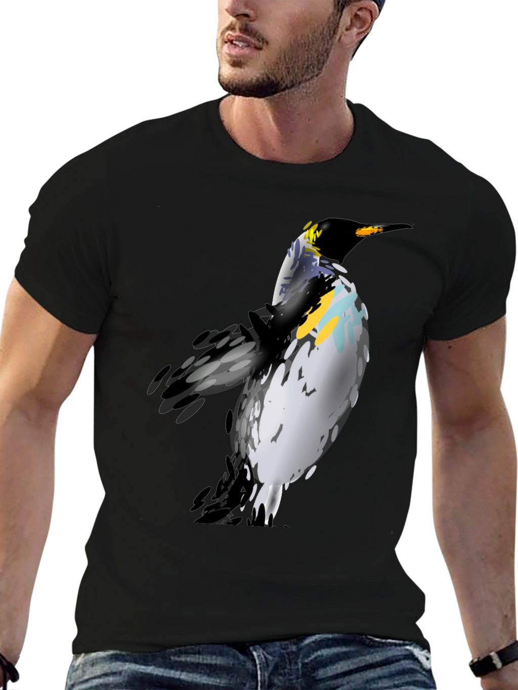 Penguin Graphic Print Black T-Shirt