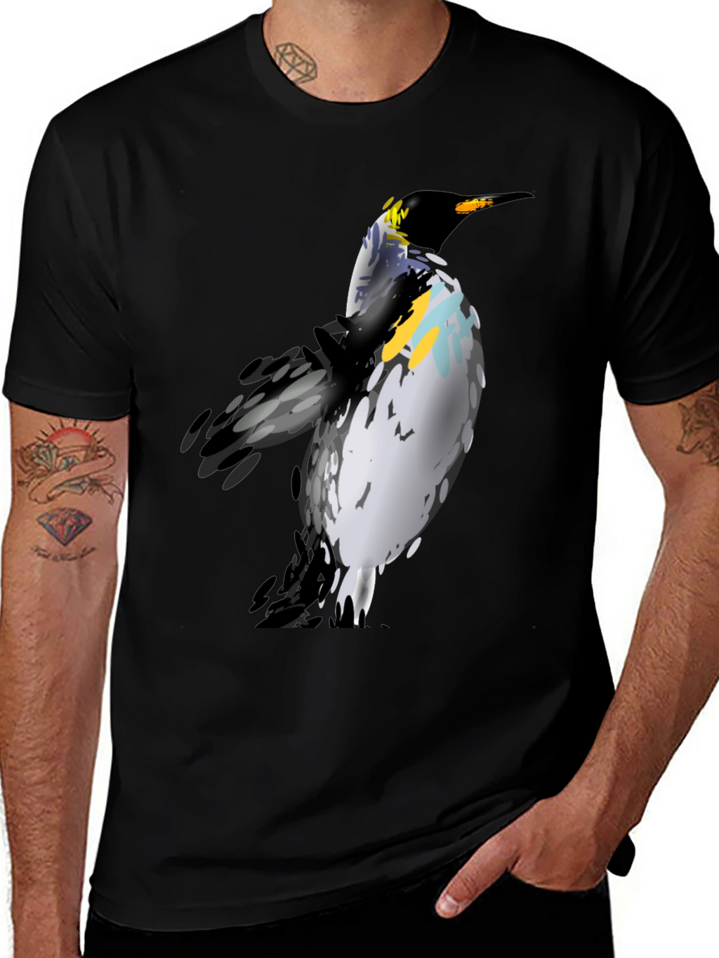 Penguin Graphic Print Black T-Shirt