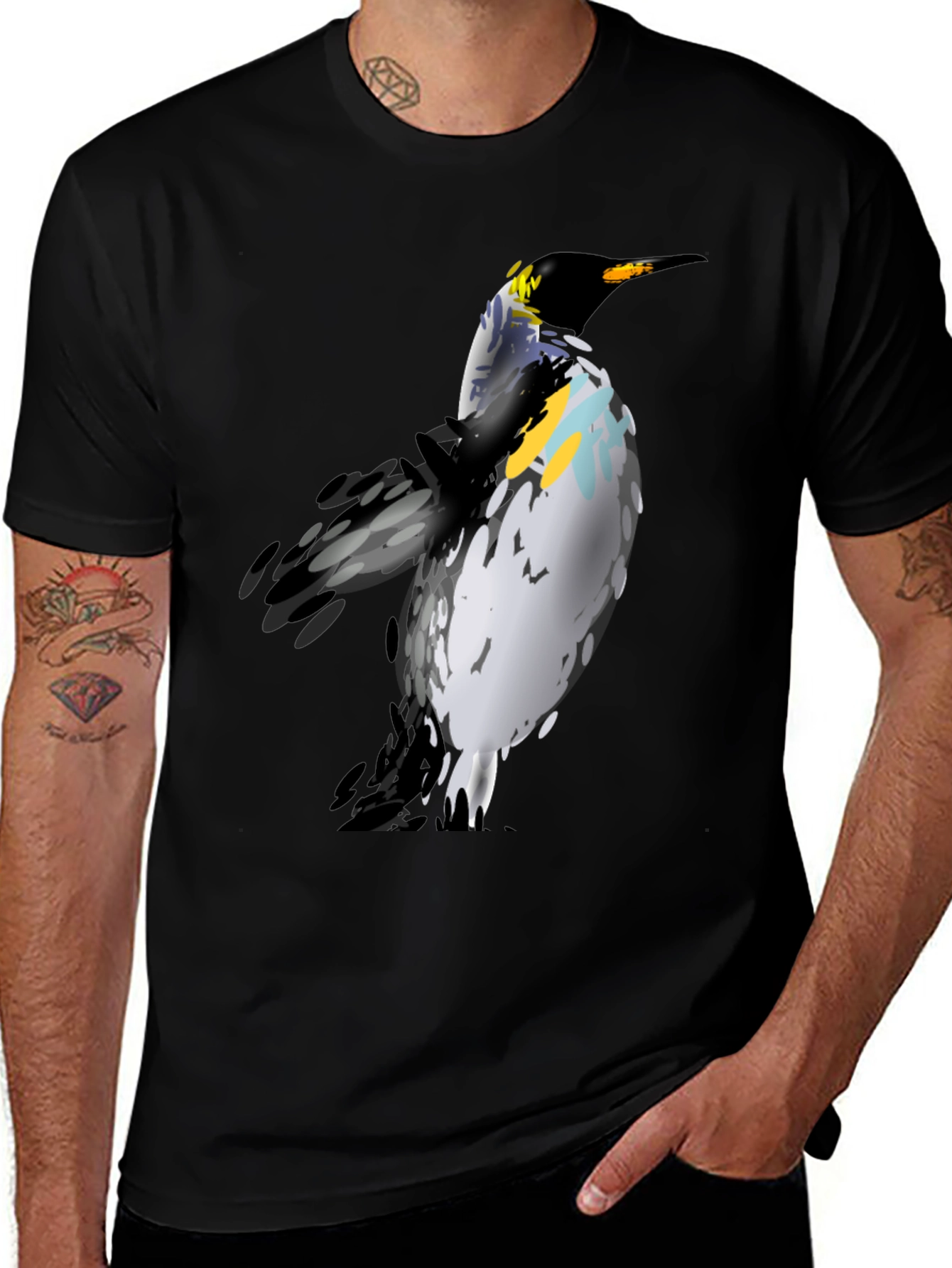 Penguin Graphic Print Black T-Shirt