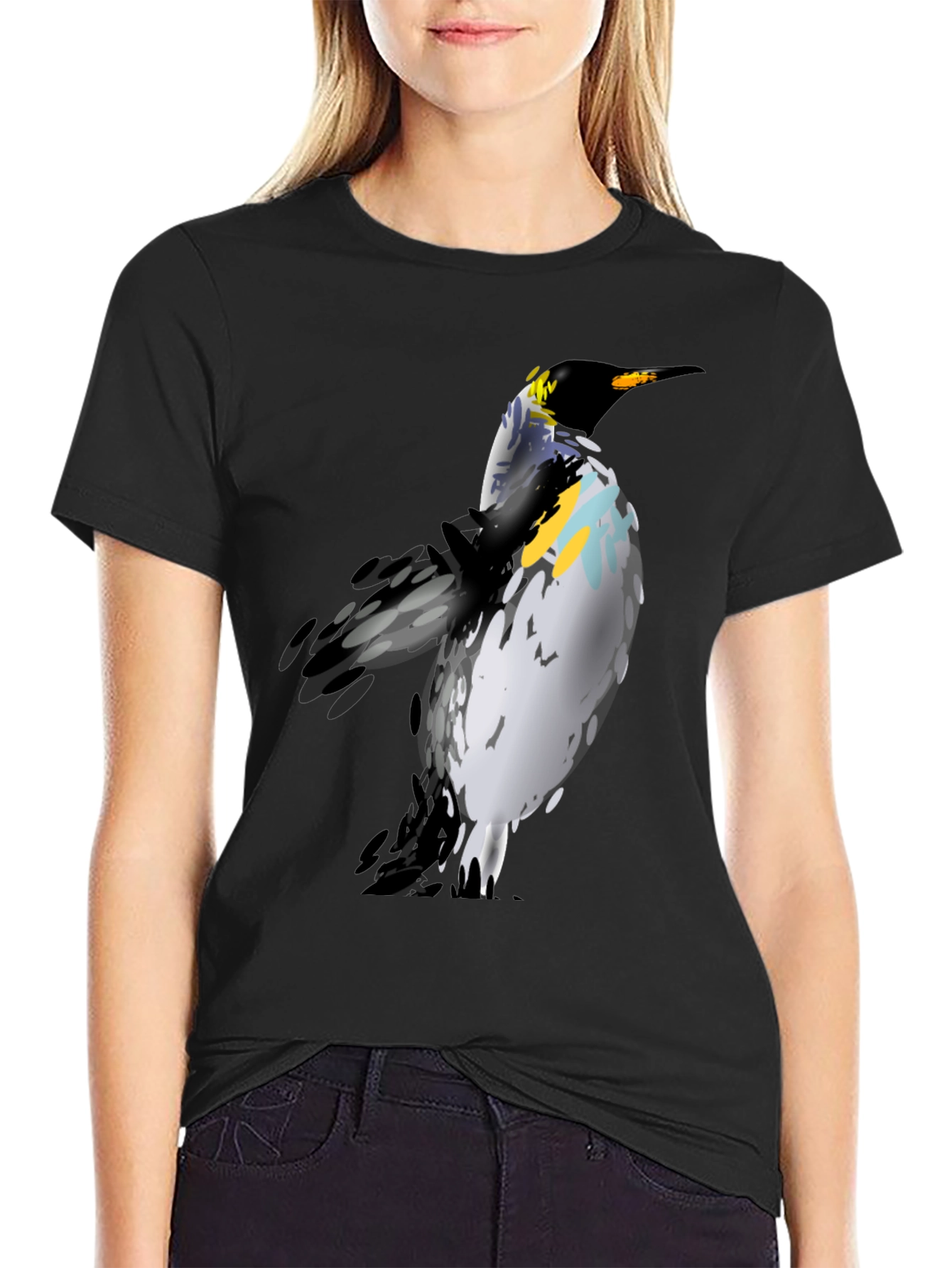 Penguin Graphic Print Black T-Shirt