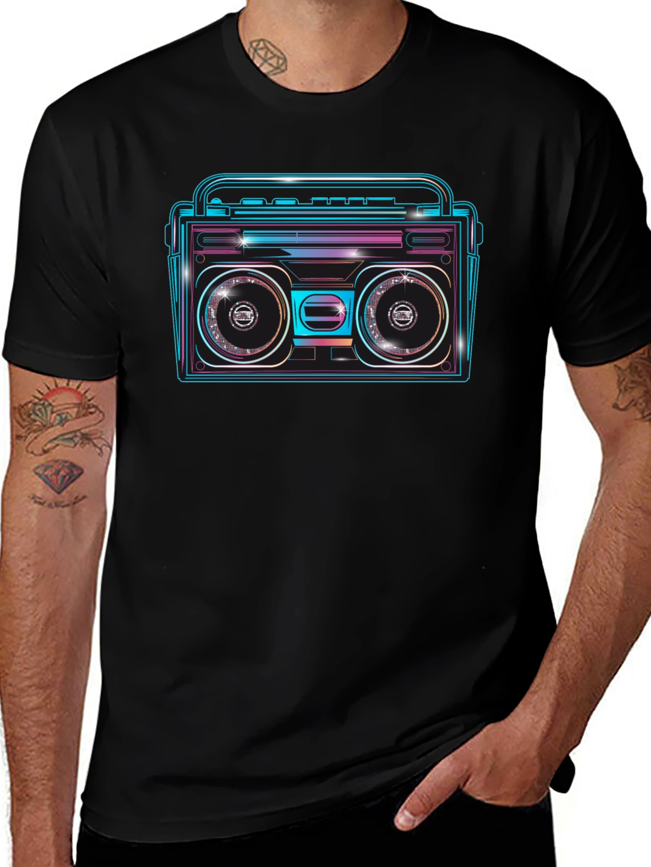 Retro Boombox Graphic Tee - Vintage Style Shirt