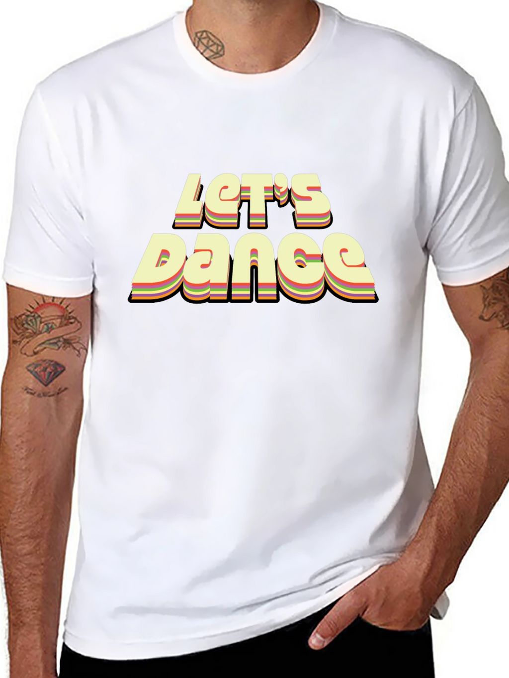 Retro Lets Dance Graphic Black T-Shirt