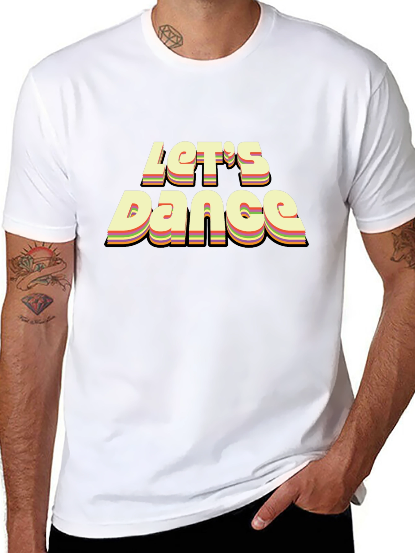 Retro Lets Dance Graphic Black T-Shirt