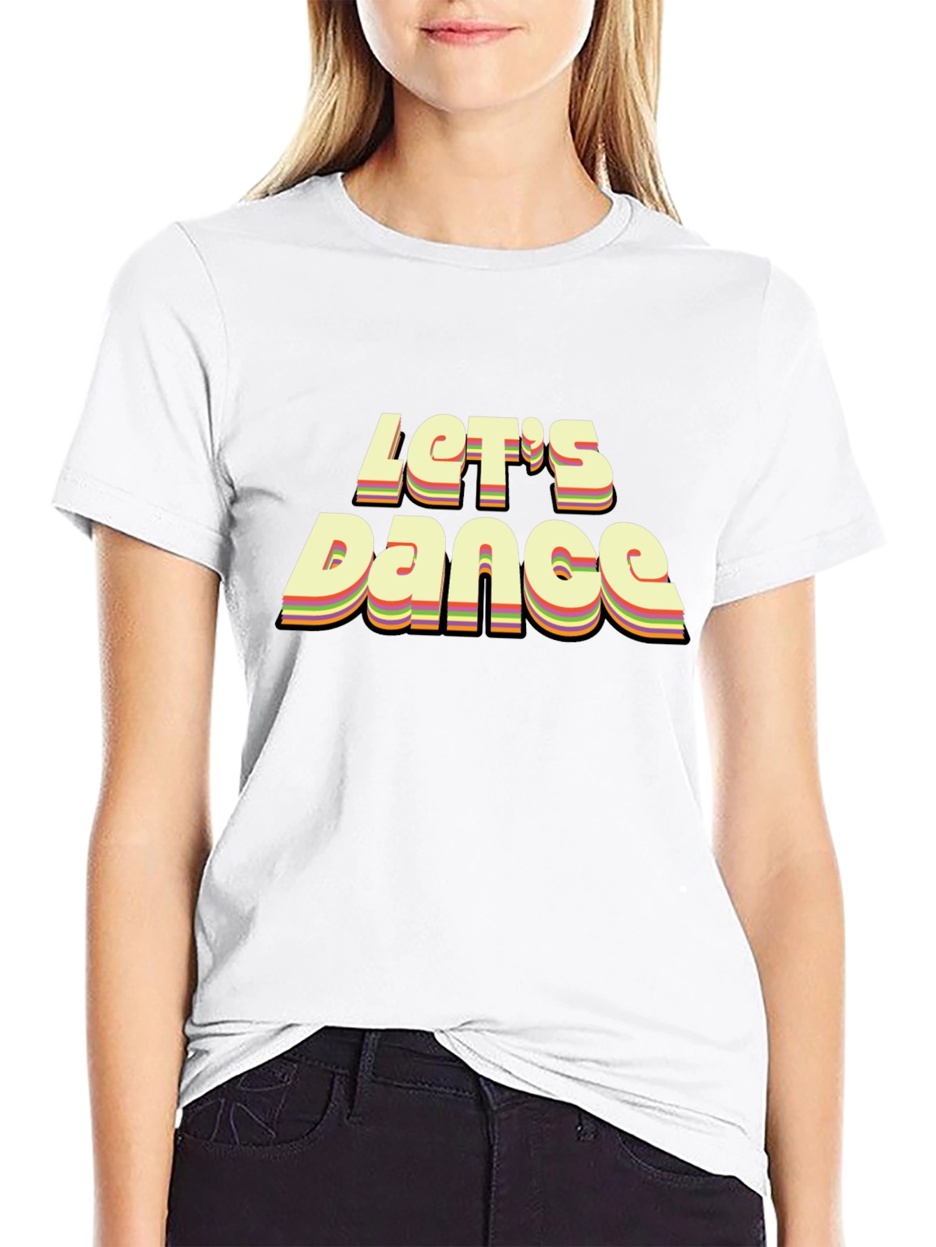 Retro Lets Dance Graphic Black T-Shirt