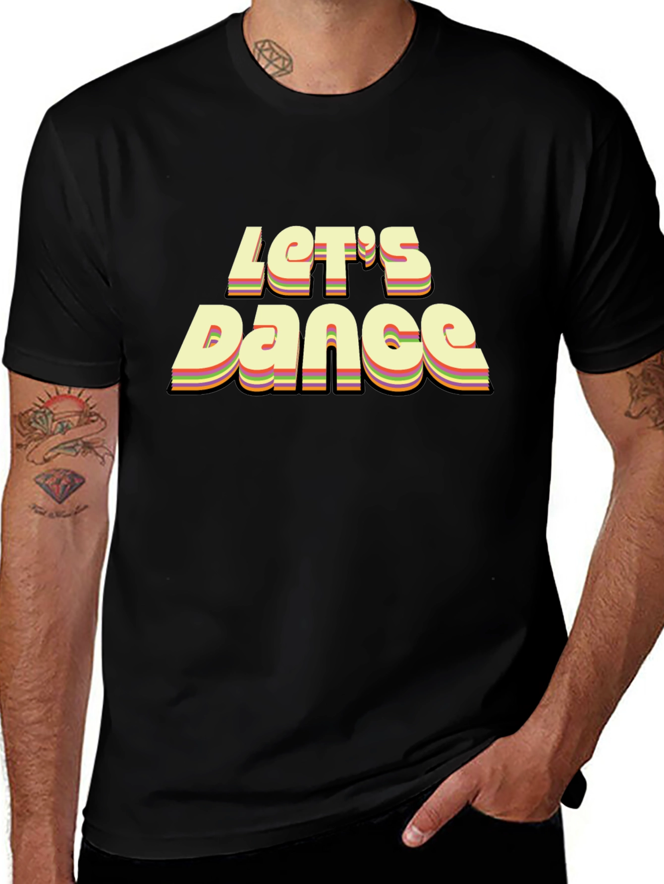 Retro Lets Dance Graphic Black T-Shirt