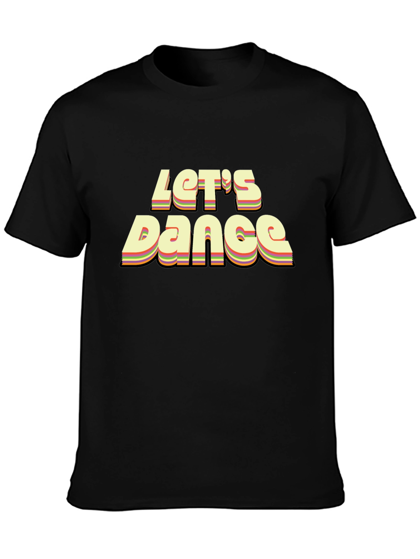 Retro Lets Dance Graphic Black T-Shirt