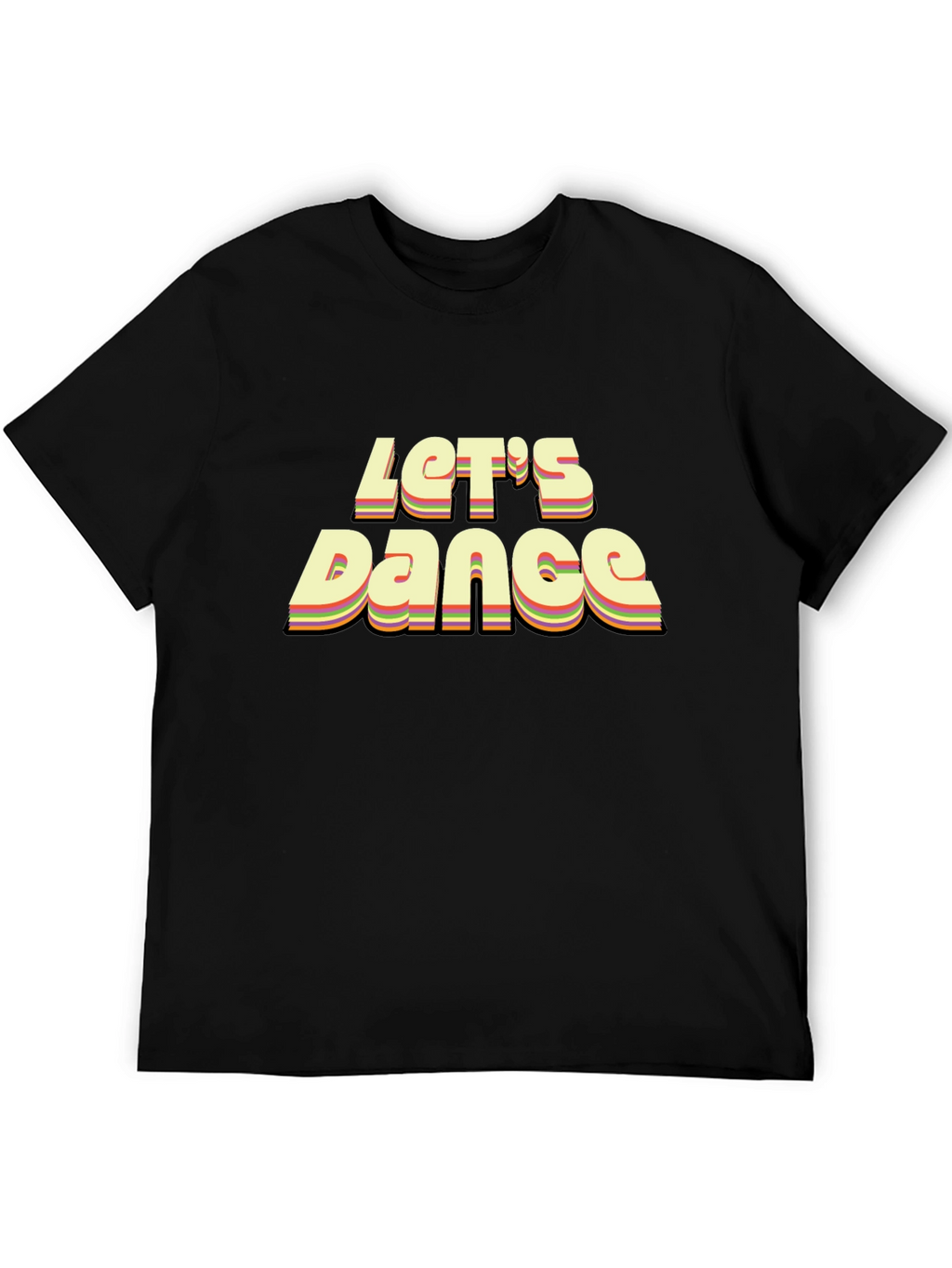 Retro Lets Dance Graphic Black T-Shirt