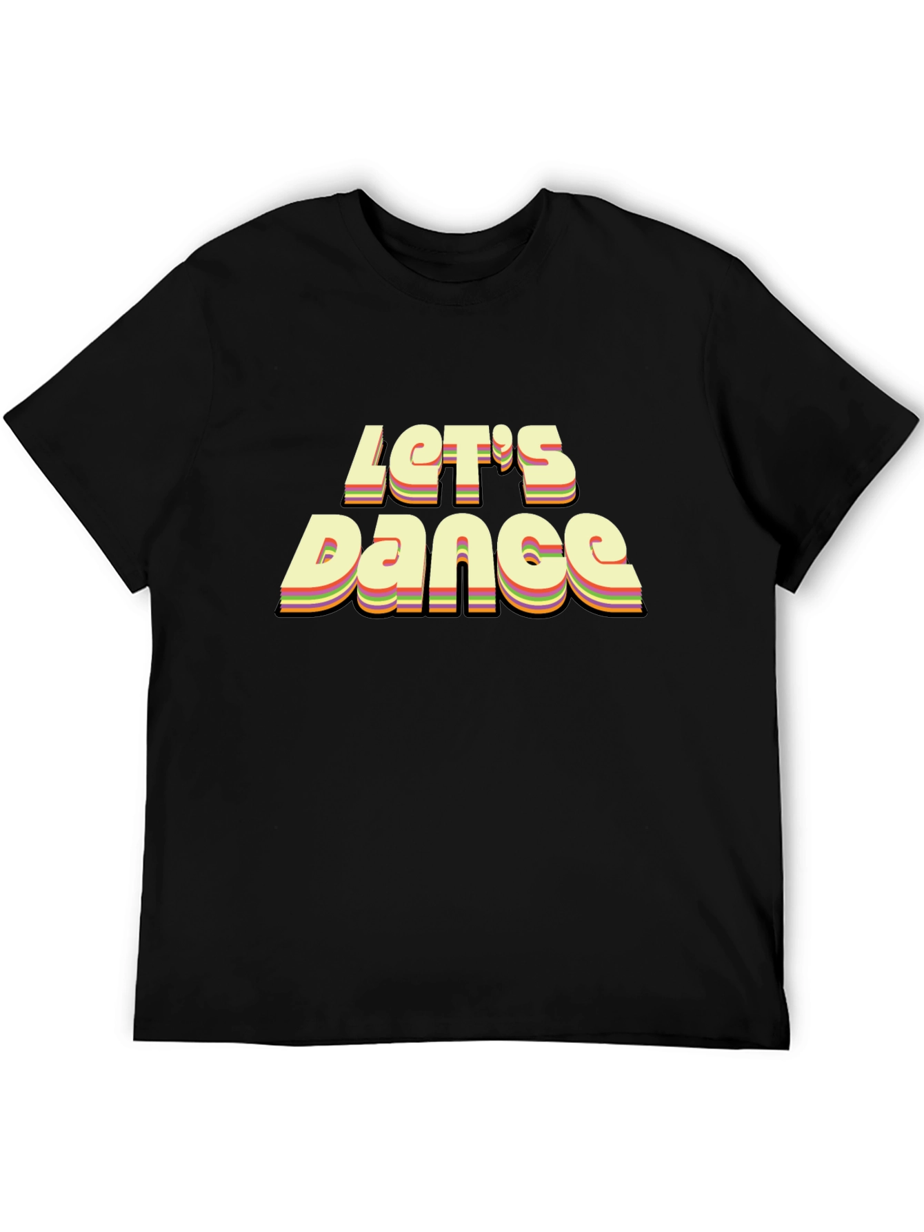 Retro Lets Dance Graphic Black T-Shirt