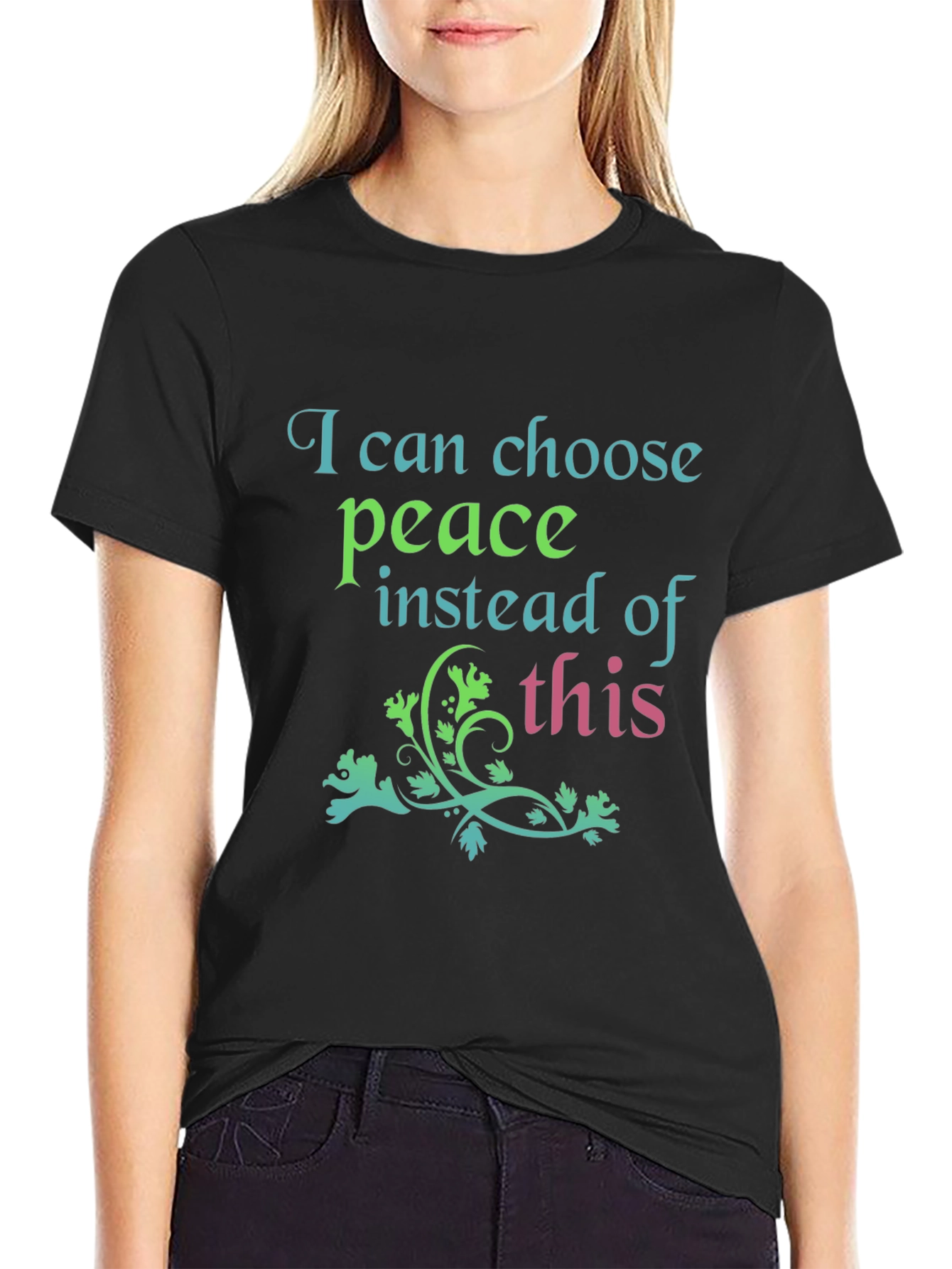 Peace Graphic Tee - Black Cotton Blend